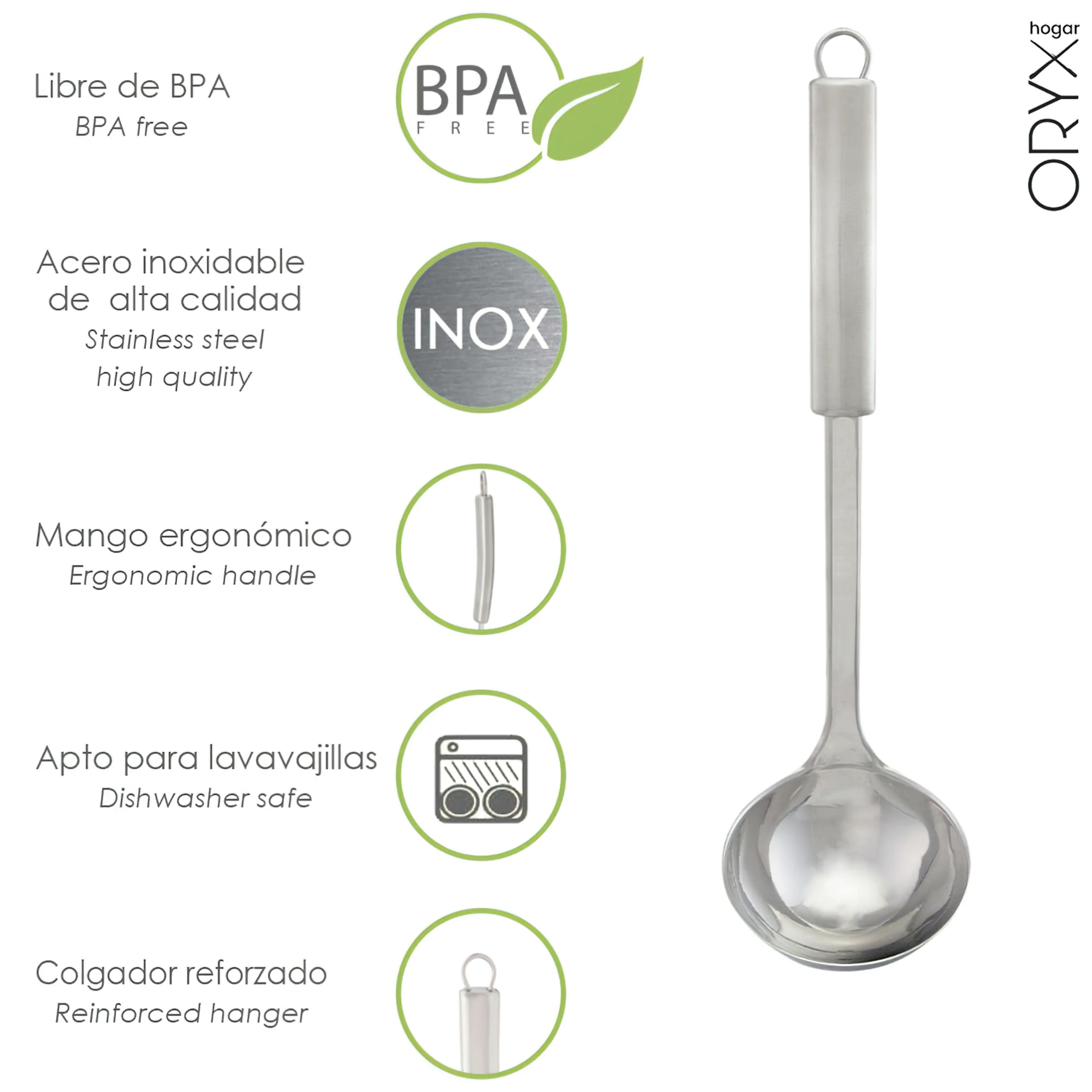 CUCHARON COCINA ACERO INOXIDABLE 9X