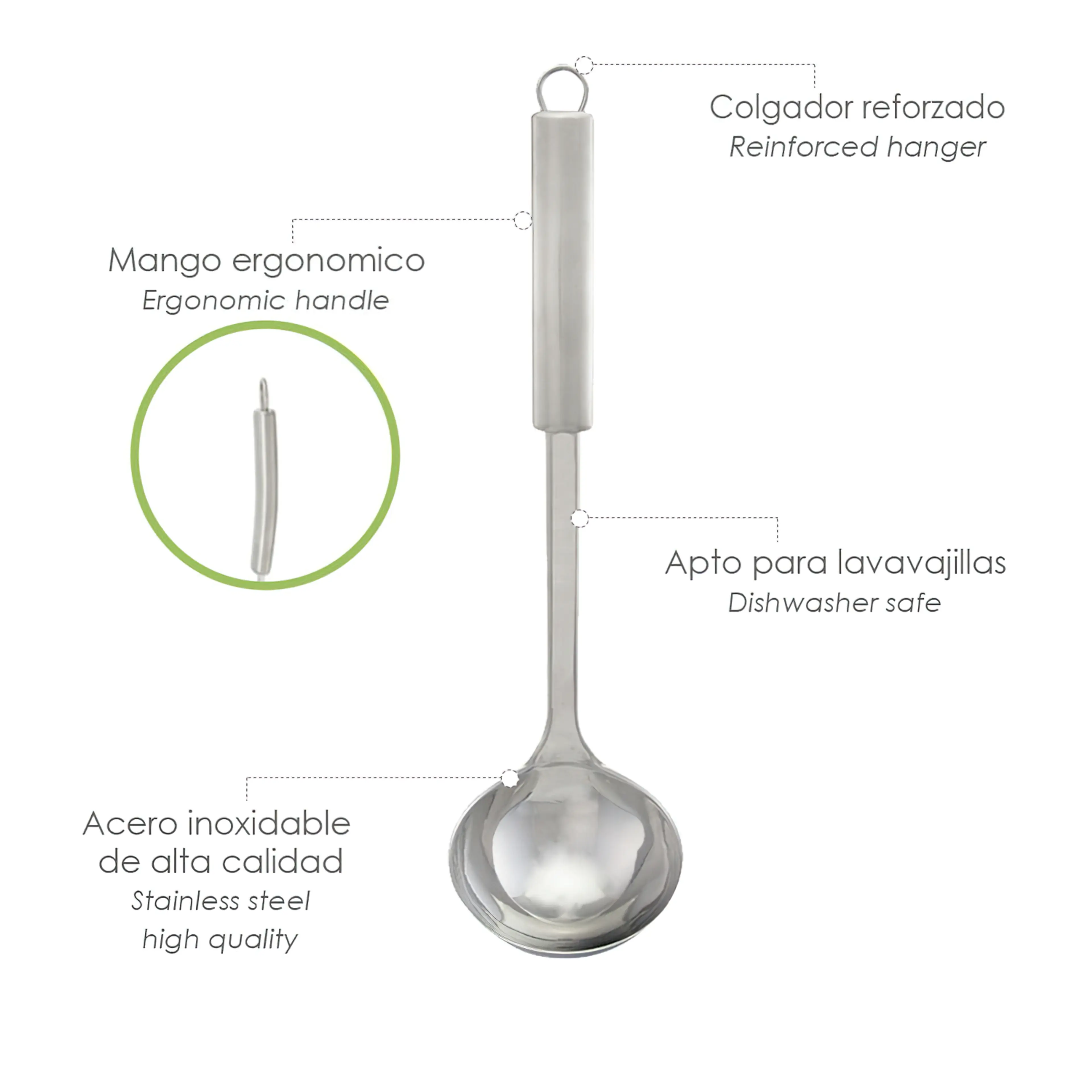 CUCHARON COCINA ACERO INOXIDABLE 9X