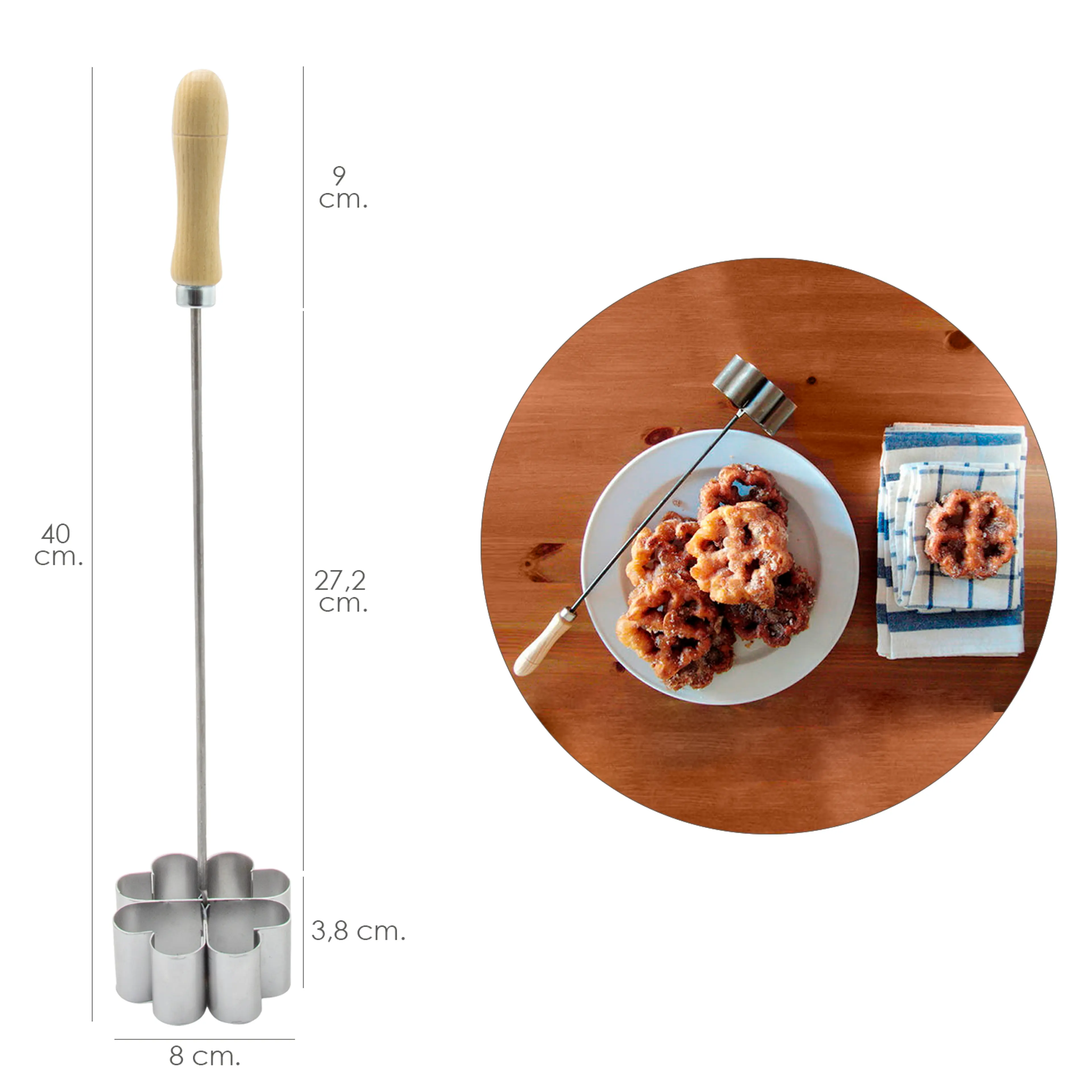 MOLDE FLOR MANGO MADERA