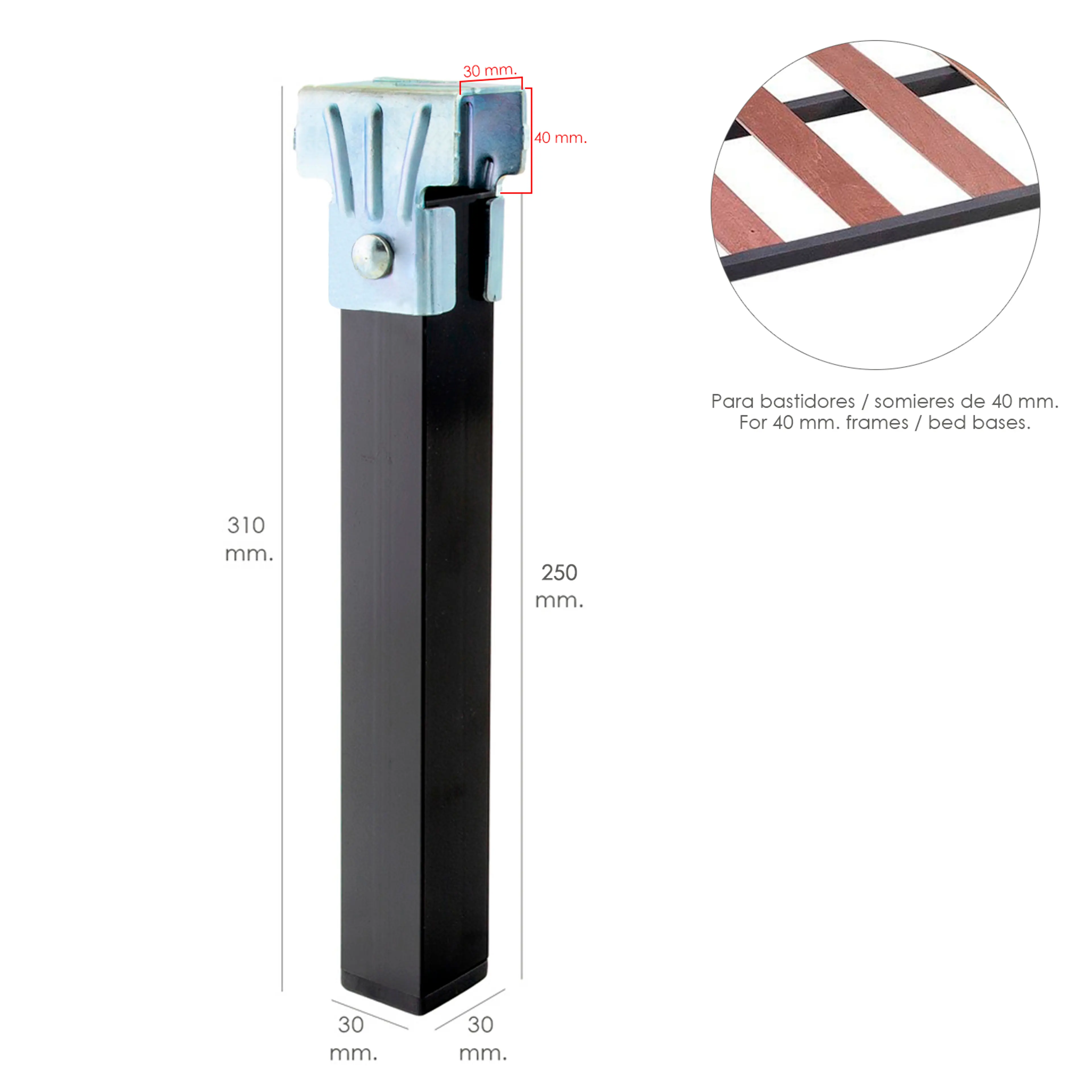 JUEGO PATAS SOMIER CUADRADAS (4 UNI