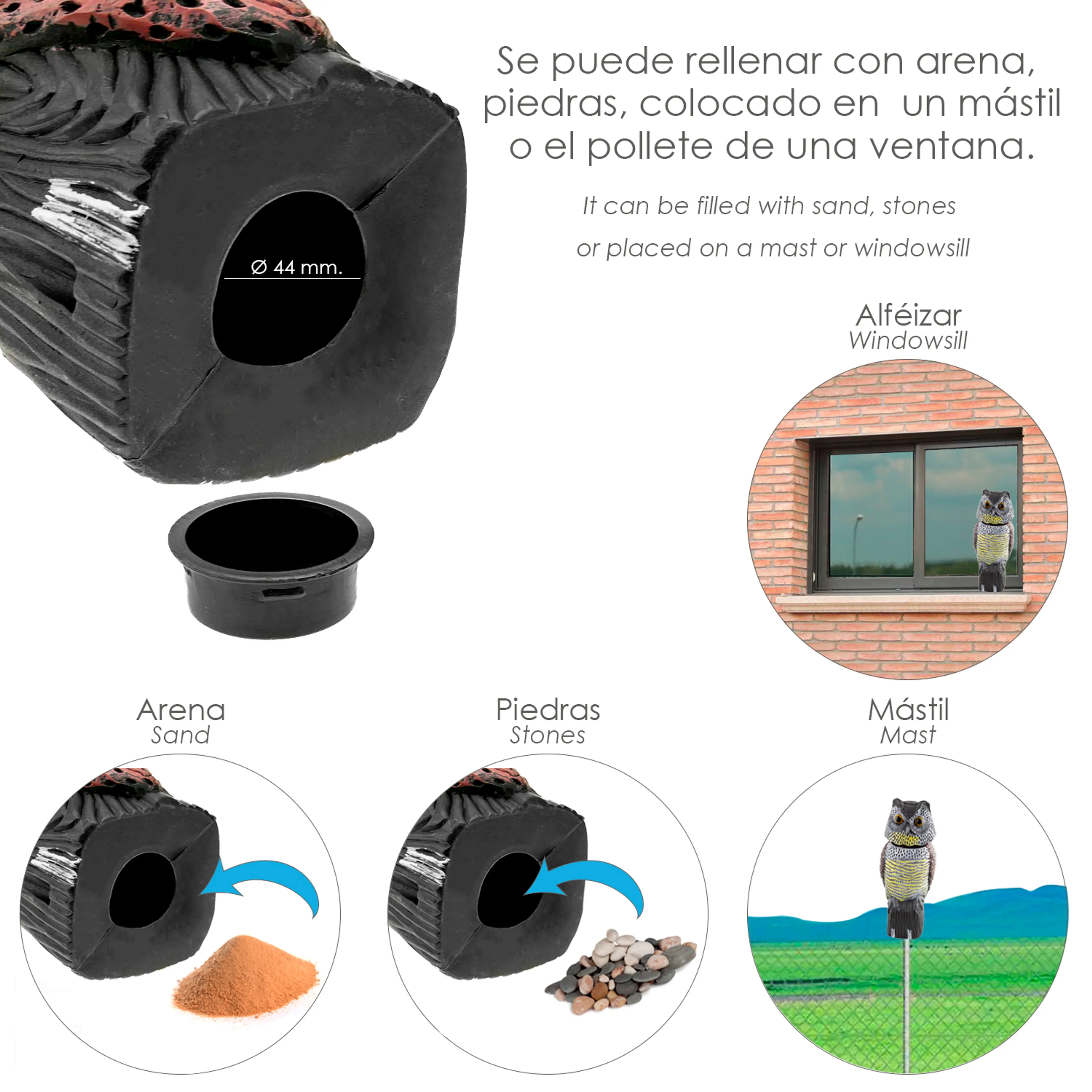 BUHO AHUYENTADOR DE PAJAROS / AVES 