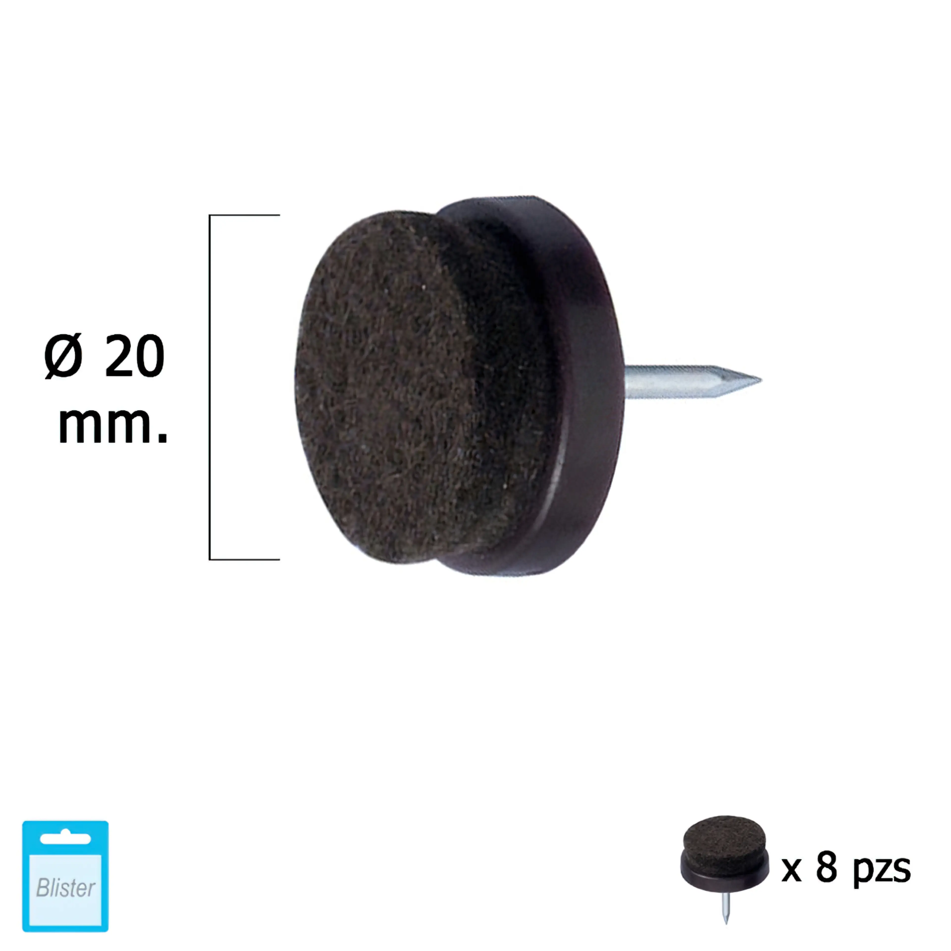 DESLIZANTE MARRON CON FIELTRO Ø20 (