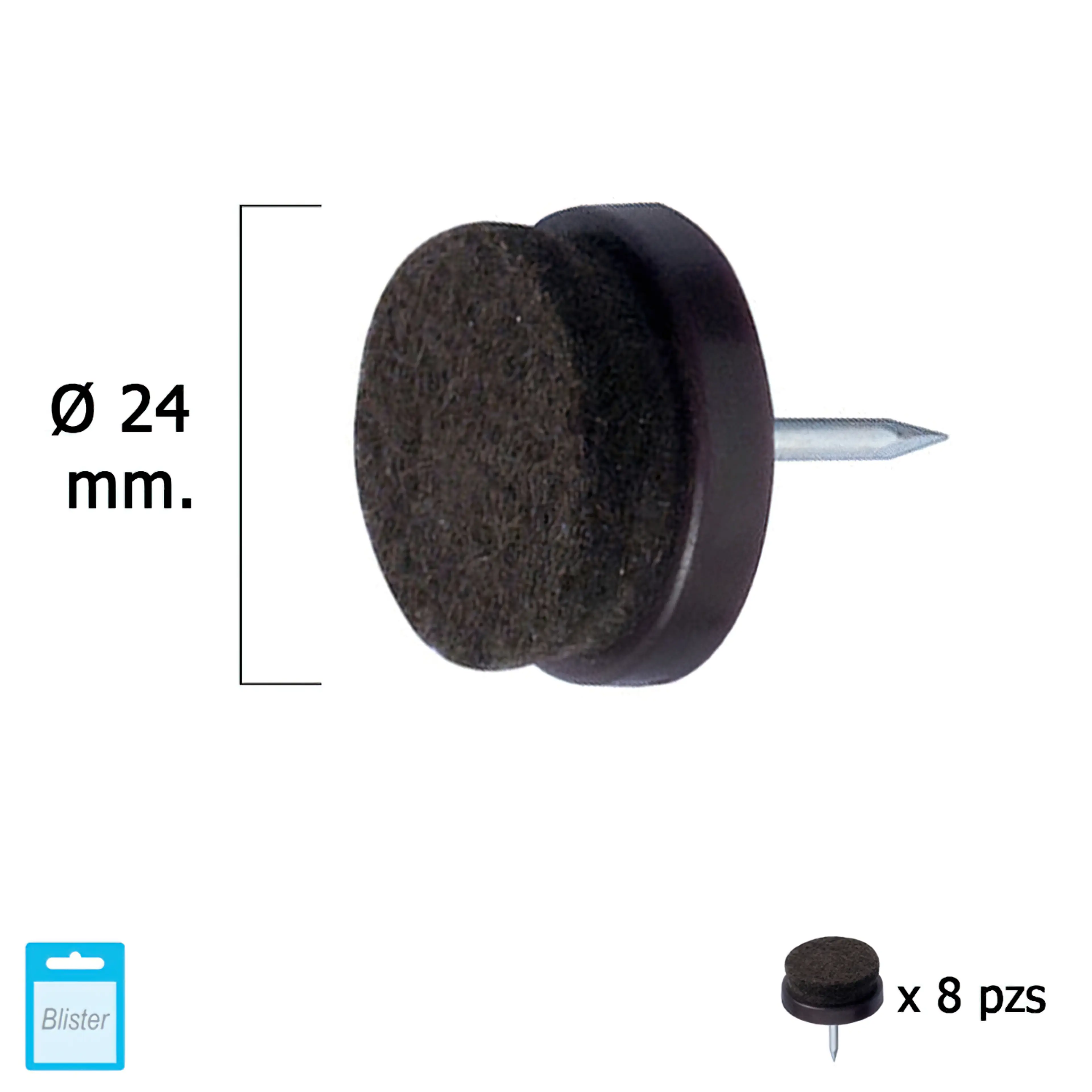 DESLIZANTE MARRON CON FIELTRO Ø24 (