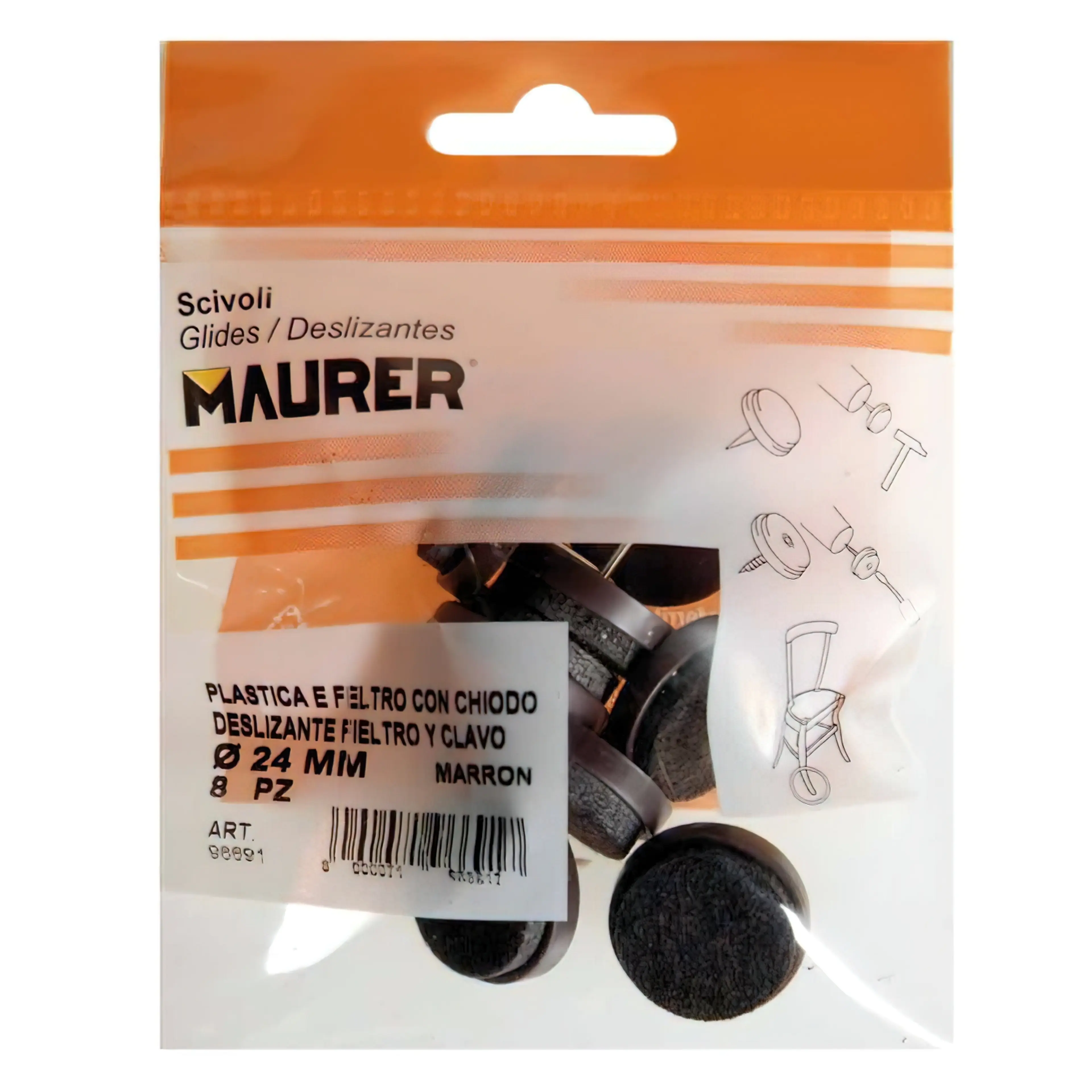 DESLIZANTE MARRON CON FIELTRO Ø24 (