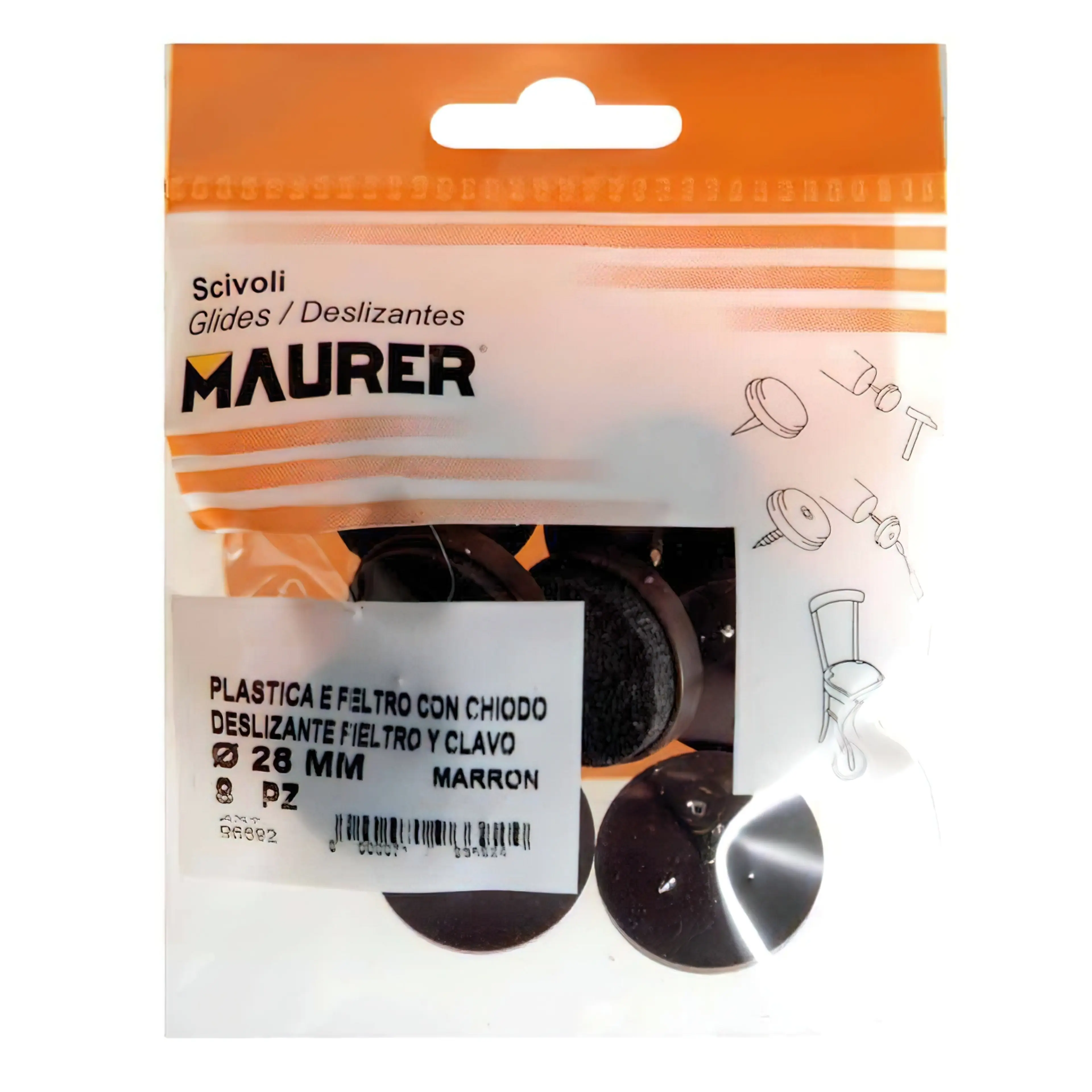 DESLIZANTE MARRON CON FIELTRO Ø28 (