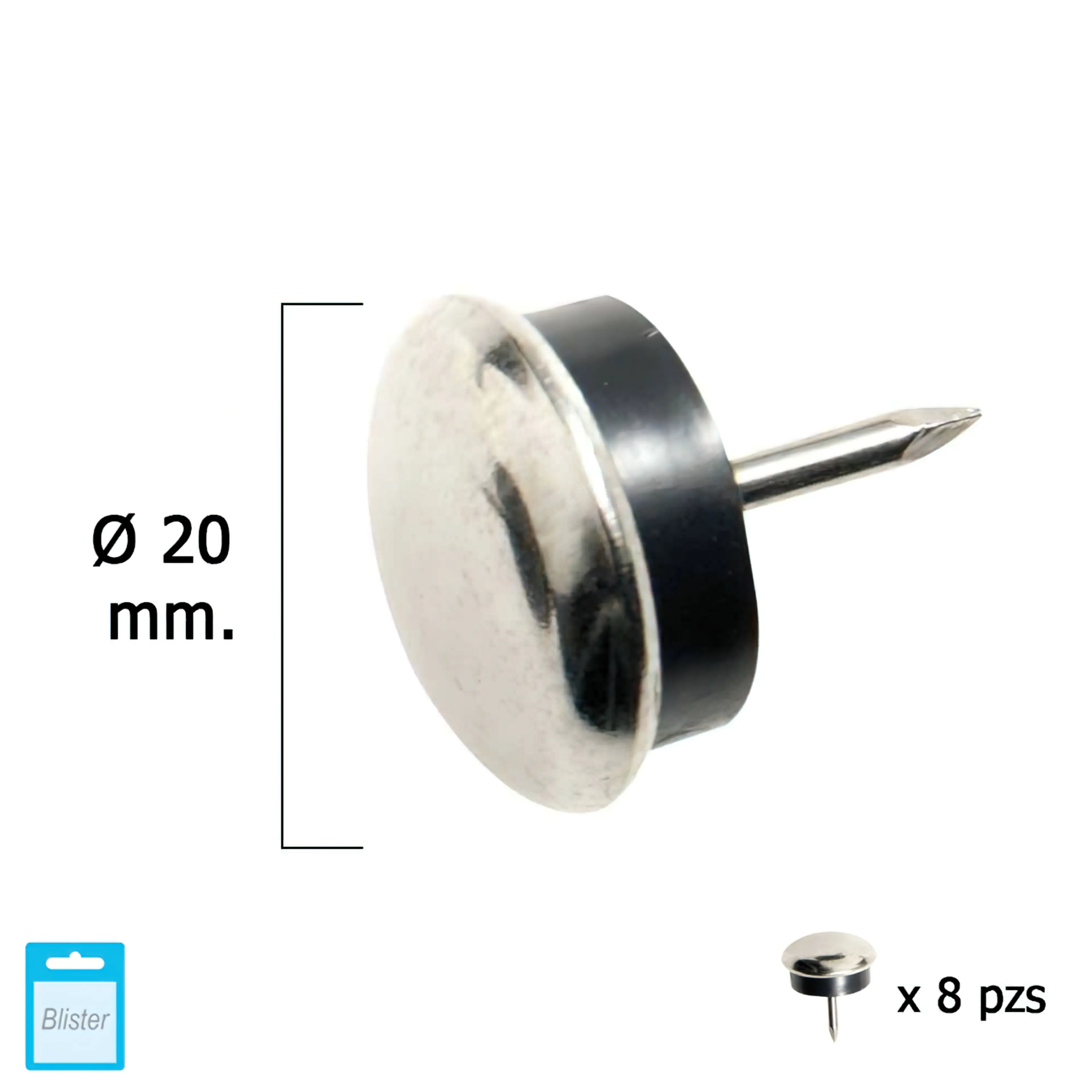 DESLIZANTE METAL GOMA CLARO Ø20 (BL