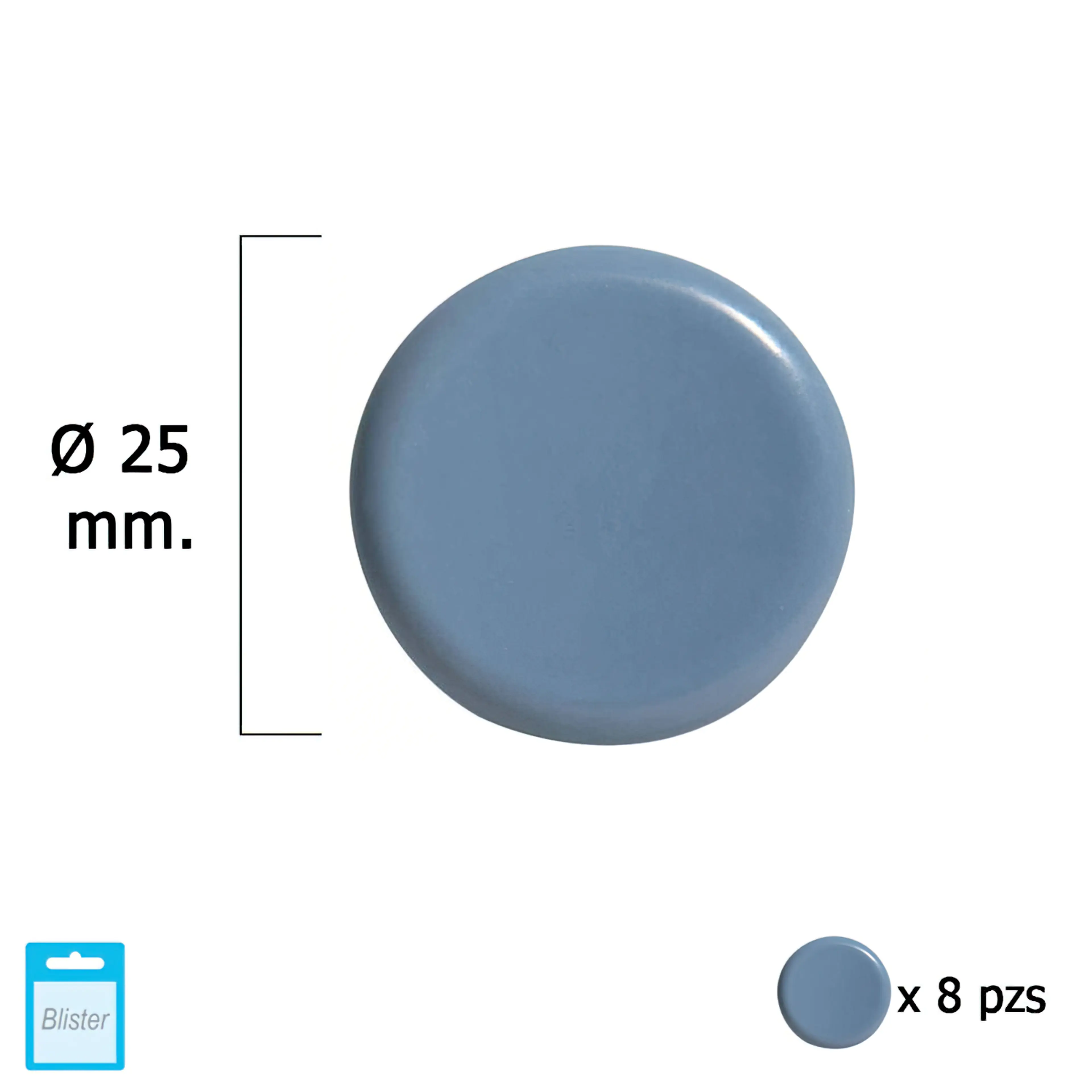 DESLIZANTE GRIS PTFE Ø25 (BLISTER 8