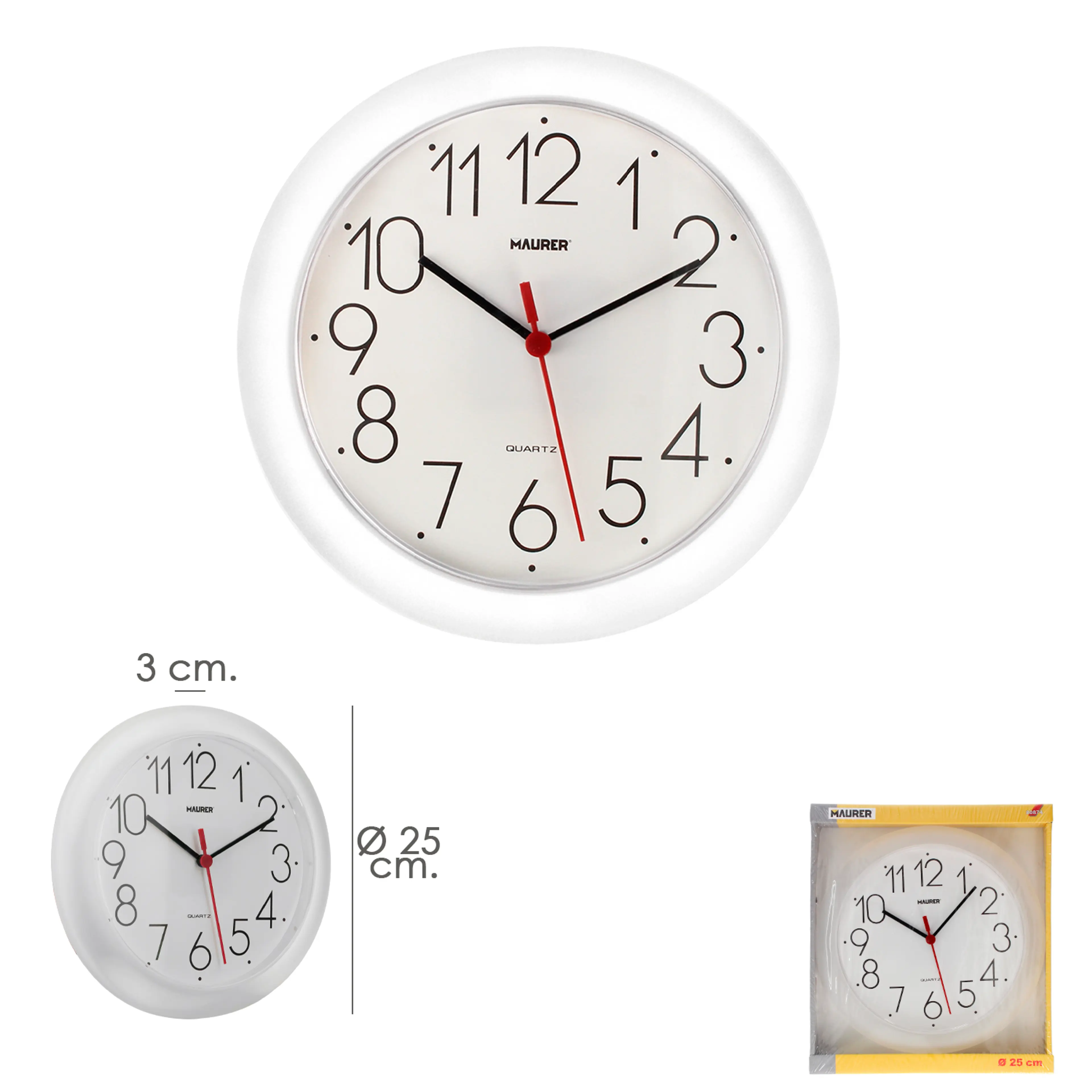 RELOJ DE PARED Ø 25 CM. BLANCO