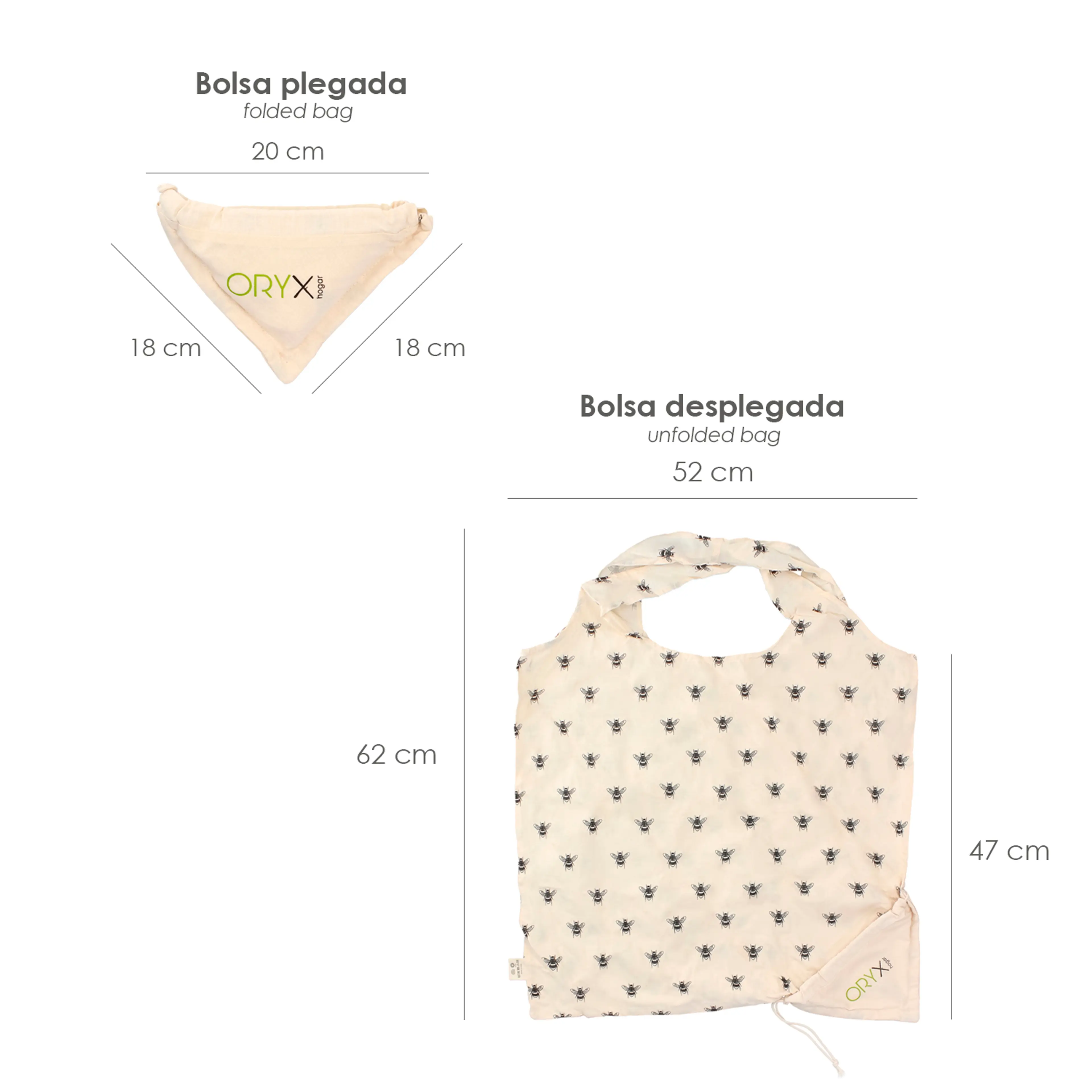 BOLSA COMPRA ALGODON PLEGABLE 52X47