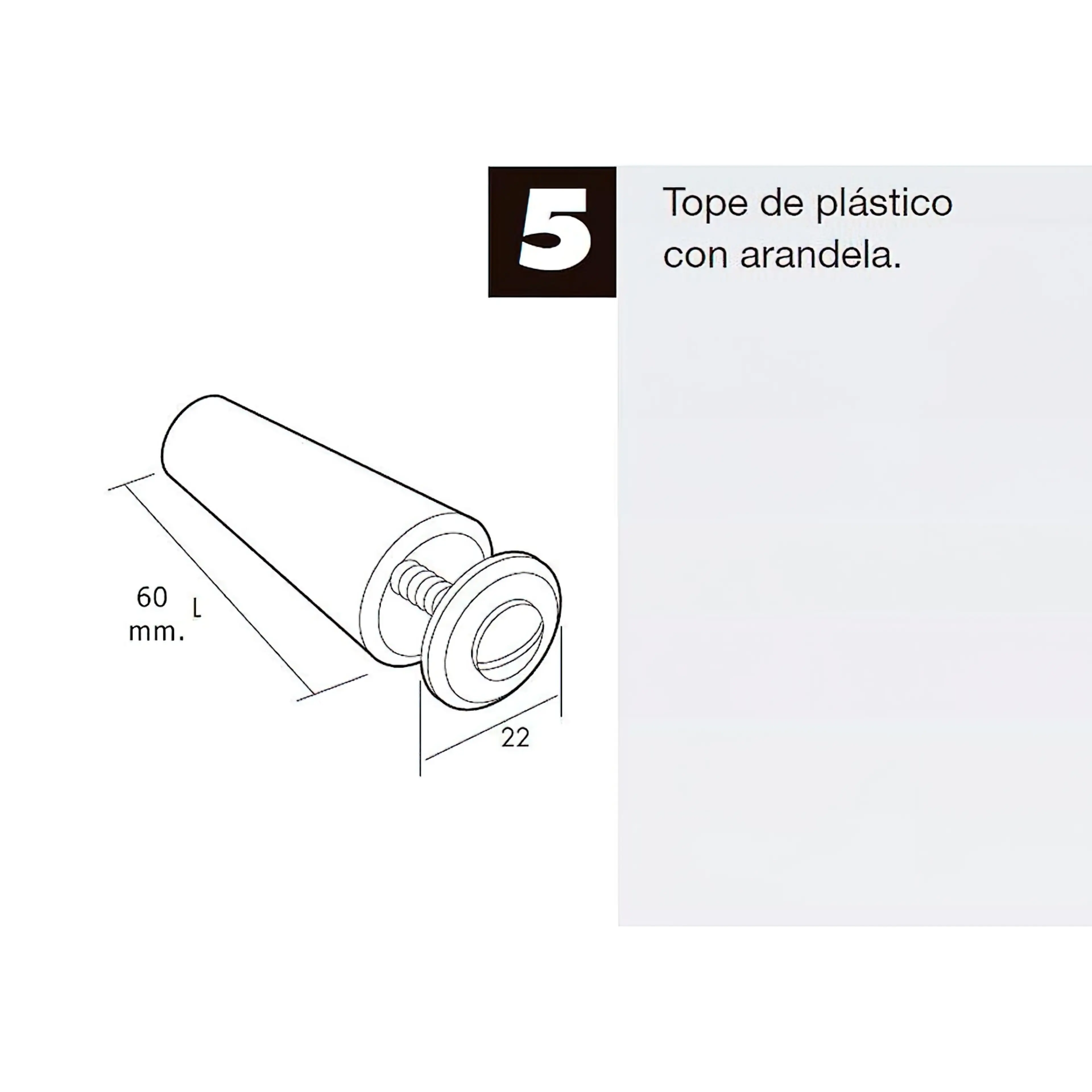 TOPE PERSIANA CON TORNILLO 60 MM. B