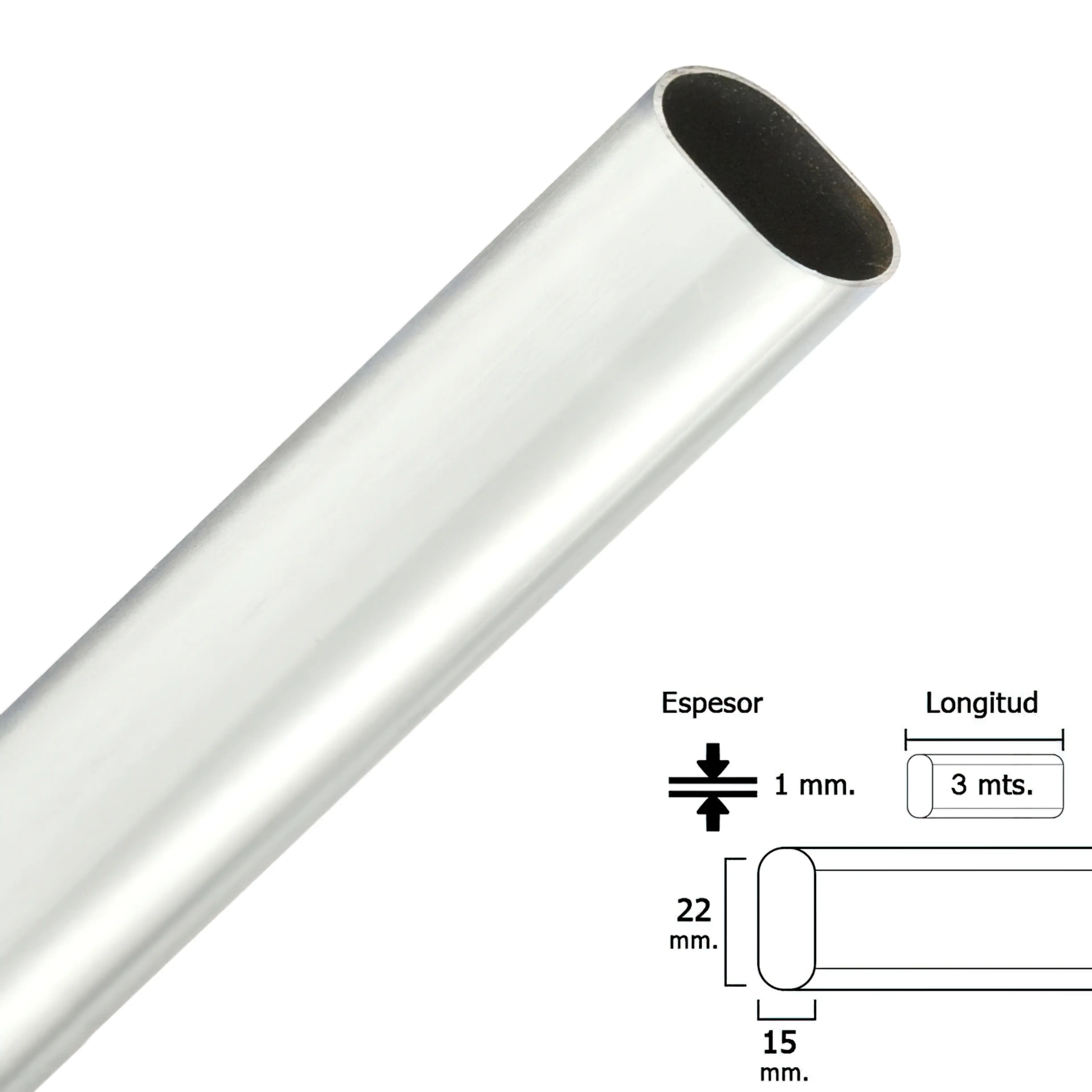 BARRA ARMARIO CROMADO OVALADO 15X22