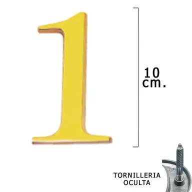 NUMERO LATÓN "1" 10 CM. CON TORNILL