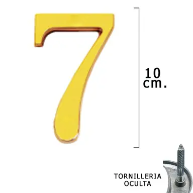NUMERO LATÓN "7" 10 CM. CON TORNILL
