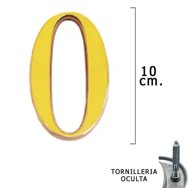 NUMERO LATÓN "0" 10 CM. CON TORNILL