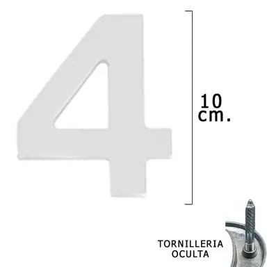 NUMERO METAL "4 PLATEADO MATE 10 CM