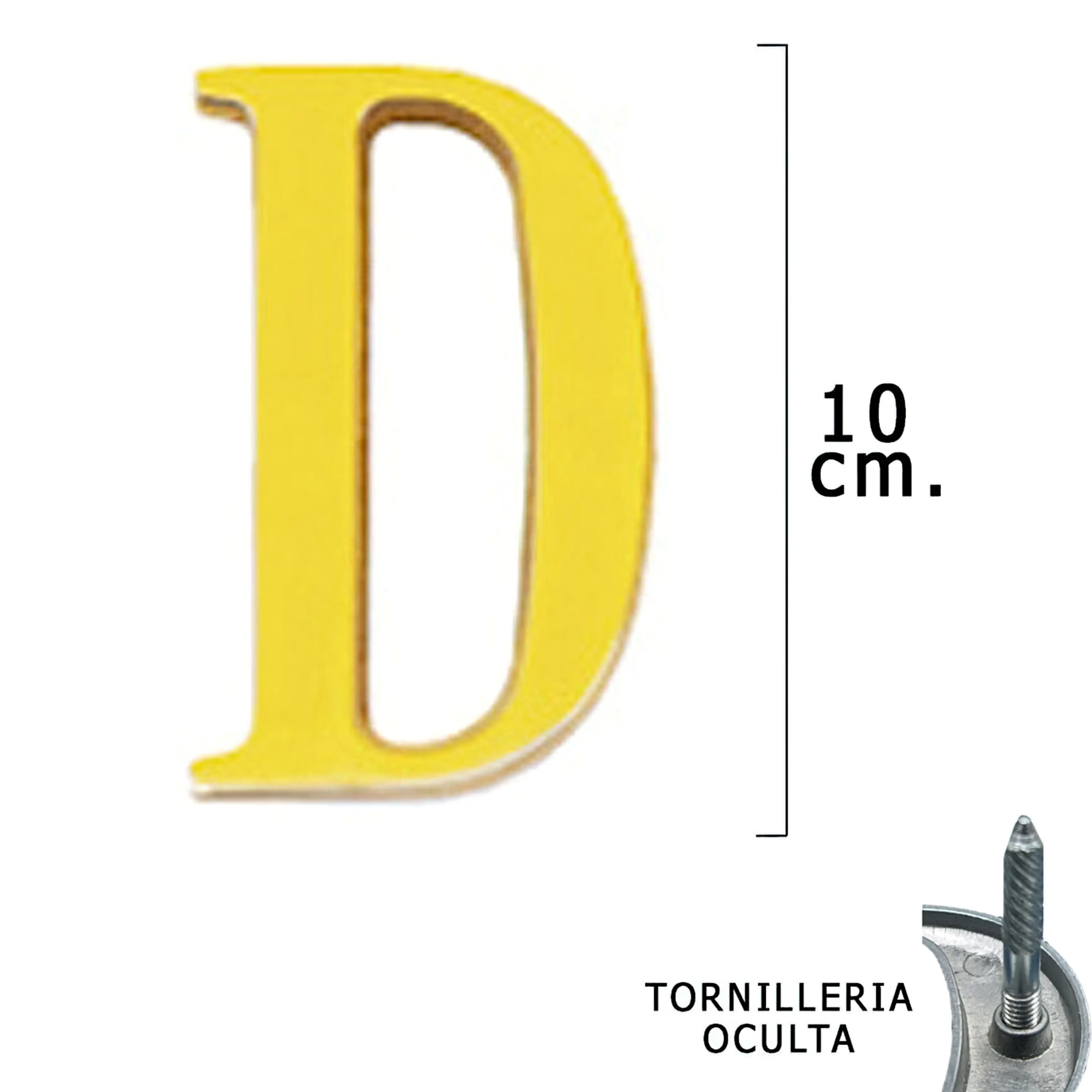 LETRA LATÓN "D" 10 CM. CON TORNILLE