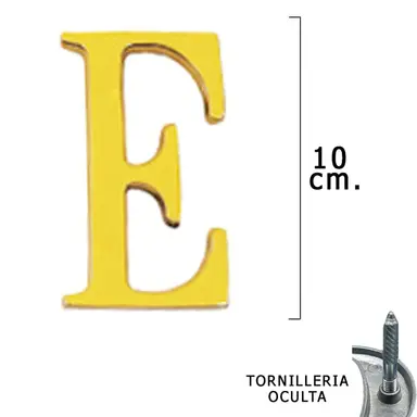 LETRA LATÓN "E" 10 CM. CON TORNILLE