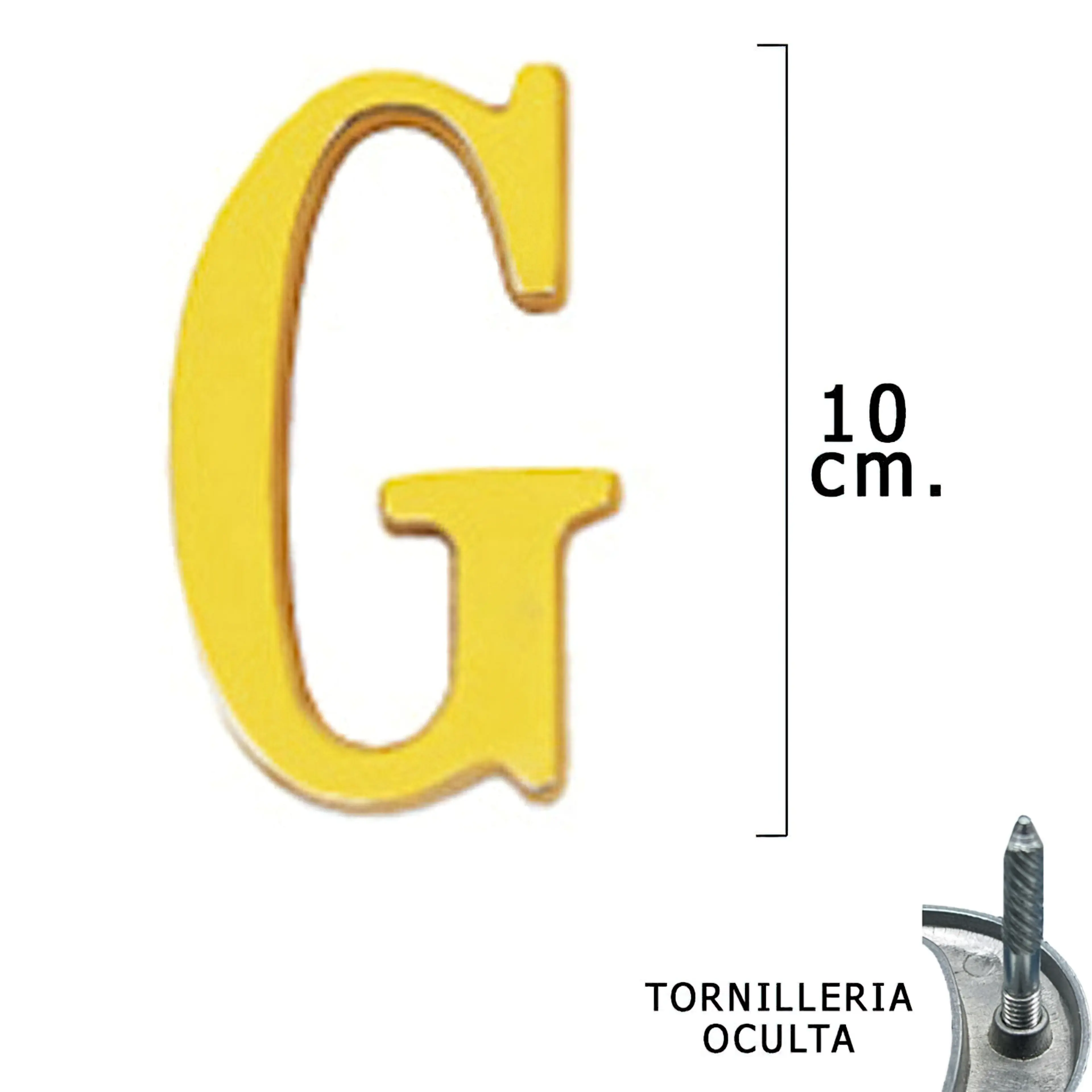 LETRA LATÓN "G" 10 CM. CON TORNILLE