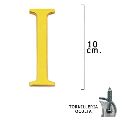 LETRA LATÓN "I" 10 CM. CON TORNILLE