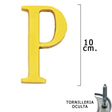 LETRA LATÓN "P" 10 CM. CON TORNILLE