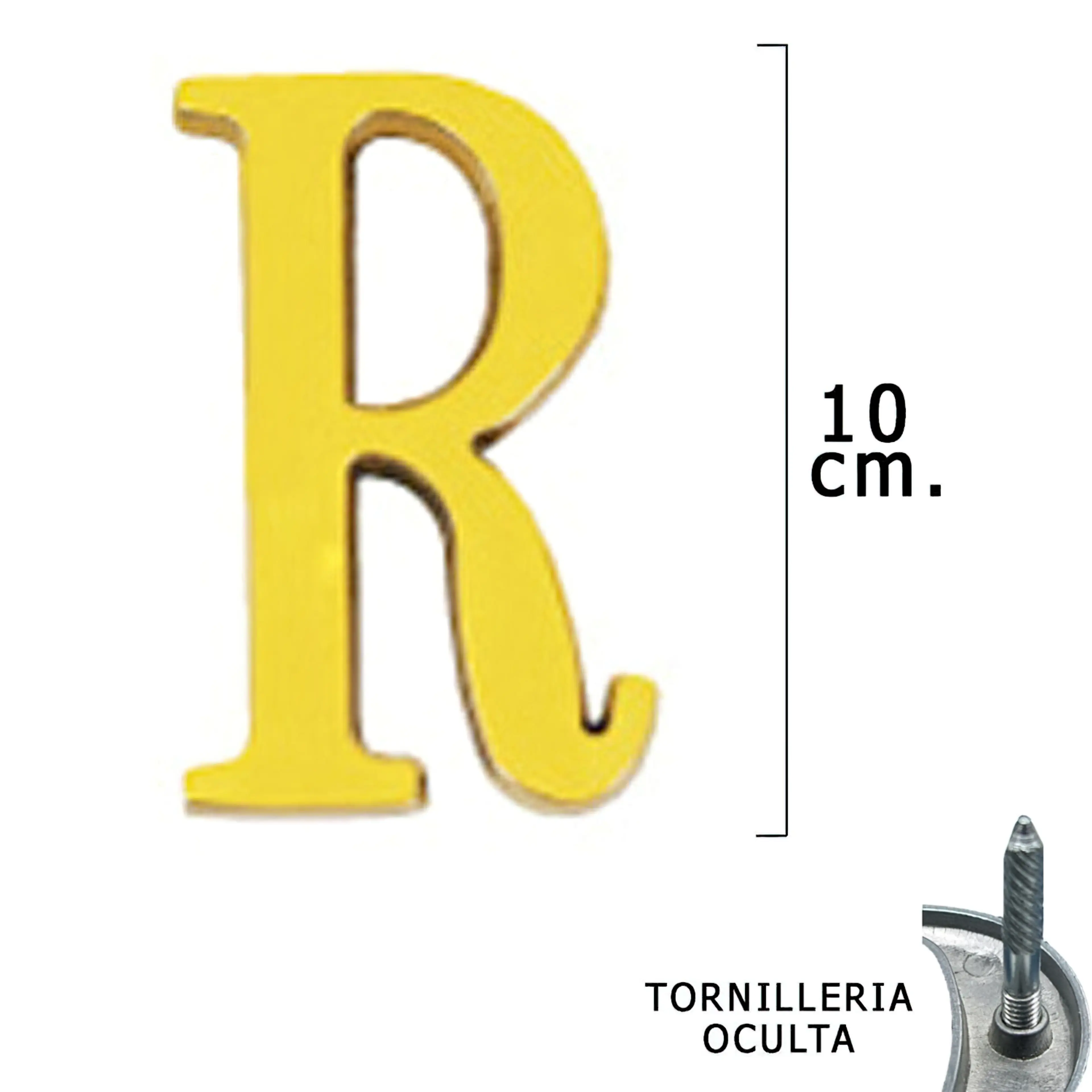 LETRA LATÓN "R" 10 CM. CON TORNILLE