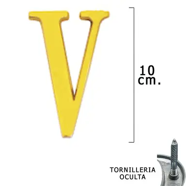 LETRA LATÓN "V" 10 CM. CON TORNILLE