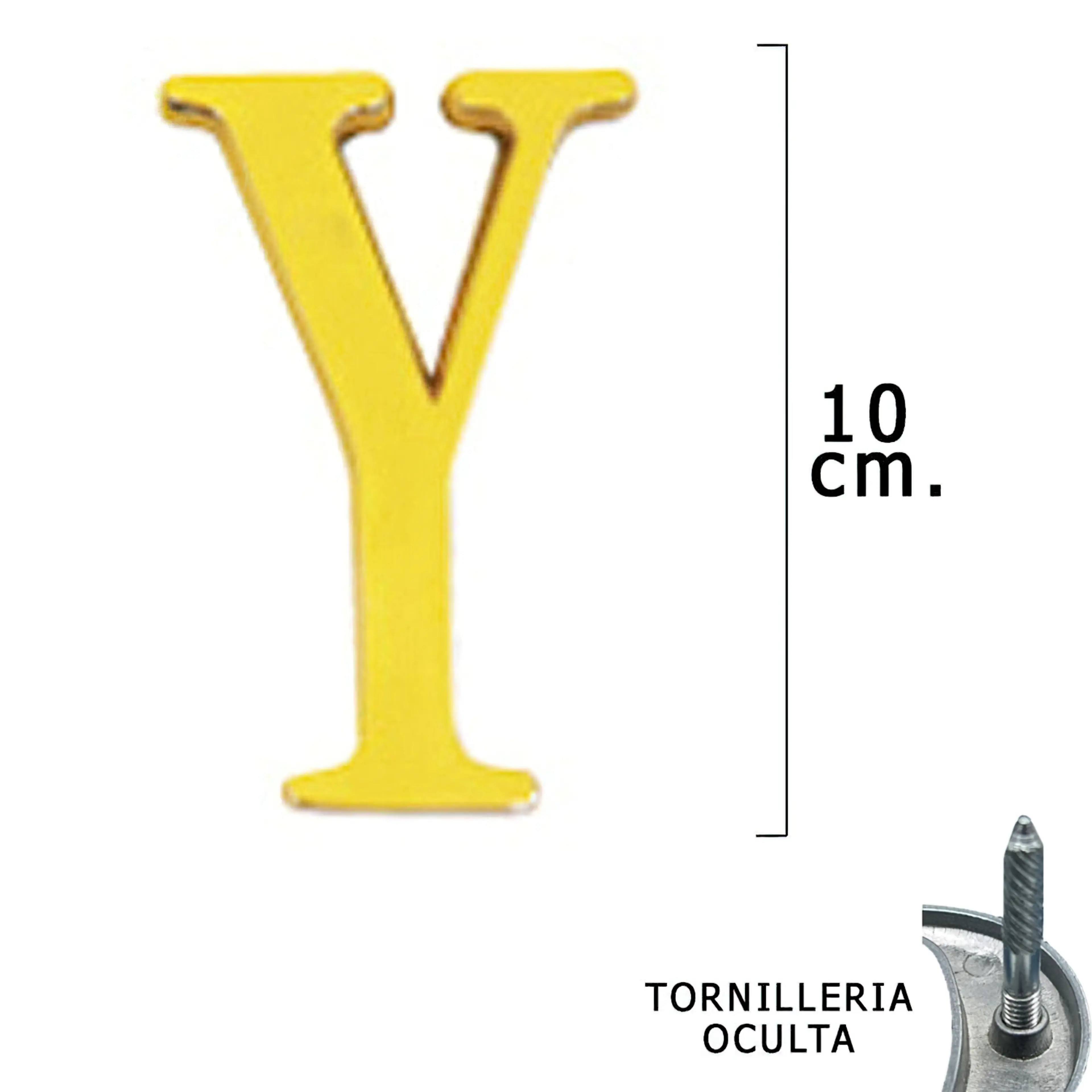 LETRA LATÓN "Y" 10 CM. CON TORNILLE