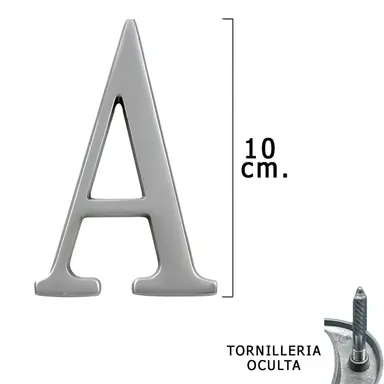 LETRA METAL "A" PLATEADA MATE 10 CM