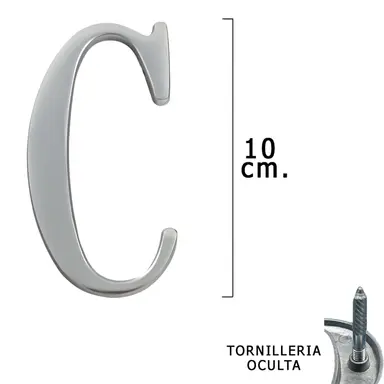 LETRA METAL "C" PLATEADA MATE 10 CM