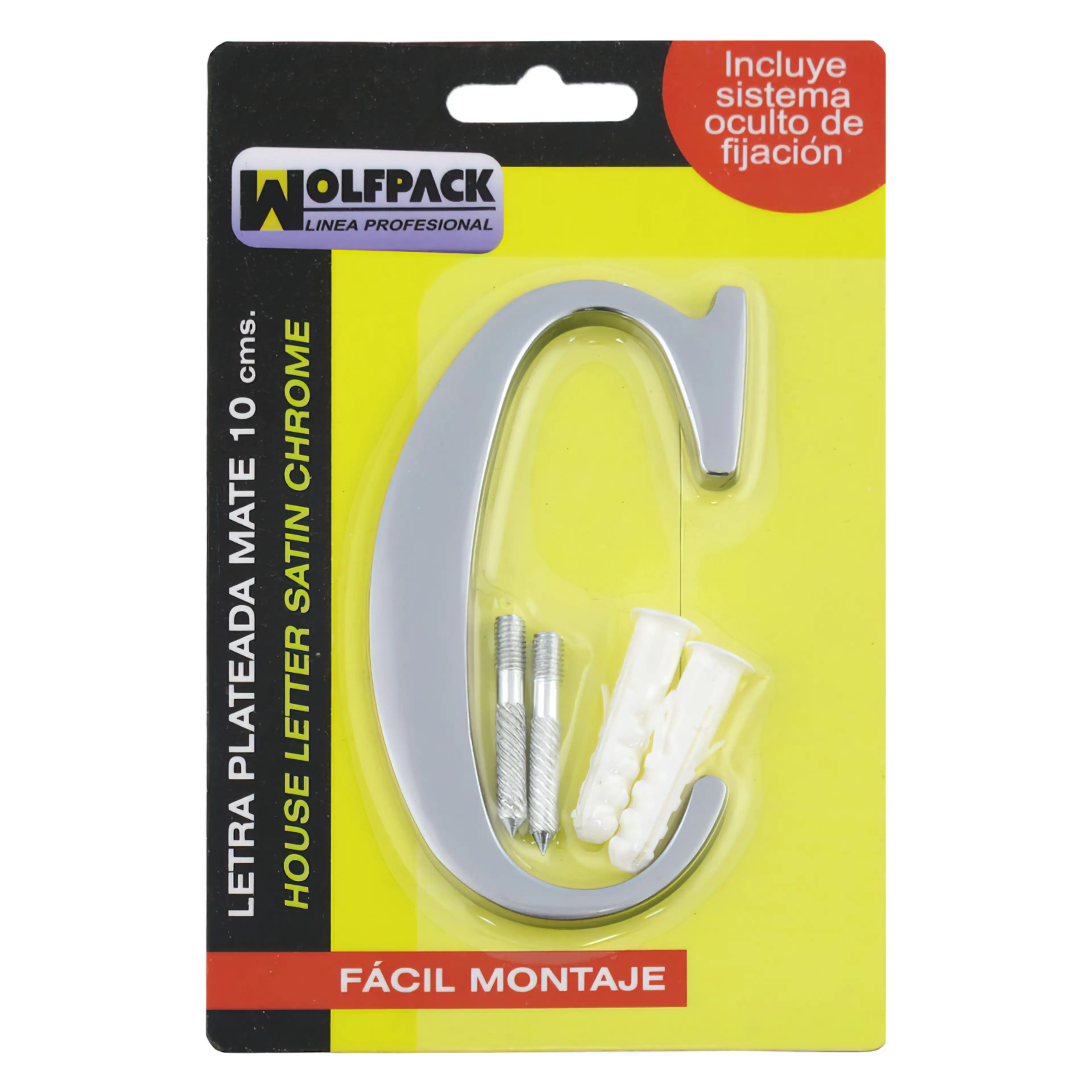 LETRA METAL "C" PLATEADA MATE 10 CM