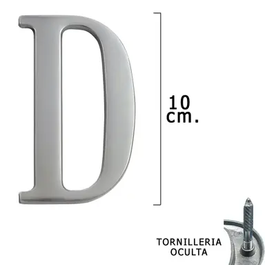 LETRA METAL "D" PLATEADA MATE 10 CM