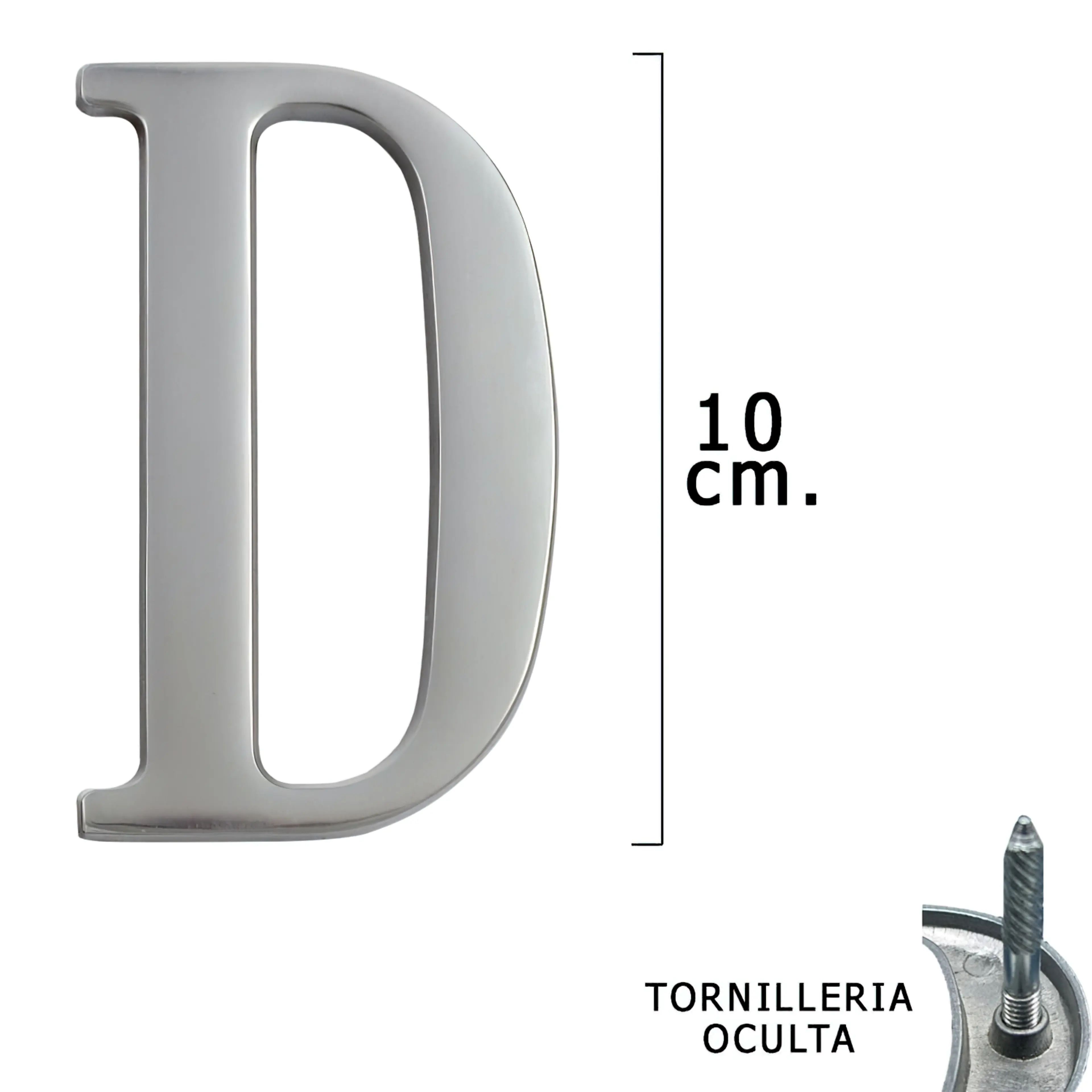 LETRA METAL "D" PLATEADA MATE 10 CM
