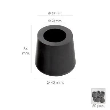 TACO GOMA ANDADOR NEGRO Ø 22MM CON 
