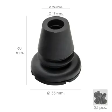 TACO GOMA BASTON NEGRO TUBO Ø 19 MM