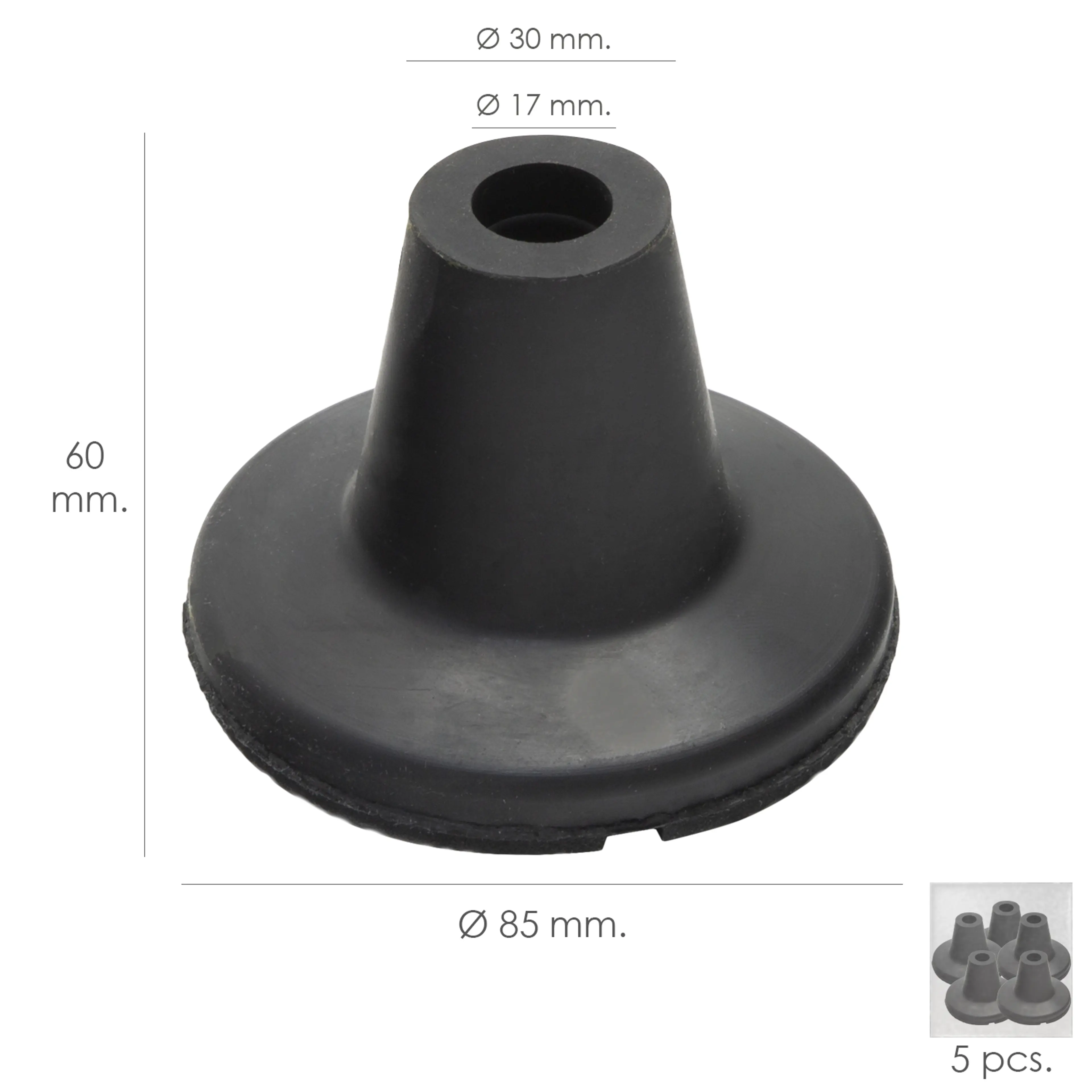 TACO GOMA BASTON NEGRO TUBO Ø 19 MM