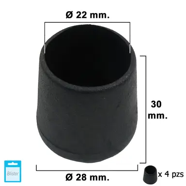 CONTERA CÓNICA NEGRA 22MM. BLISTER 