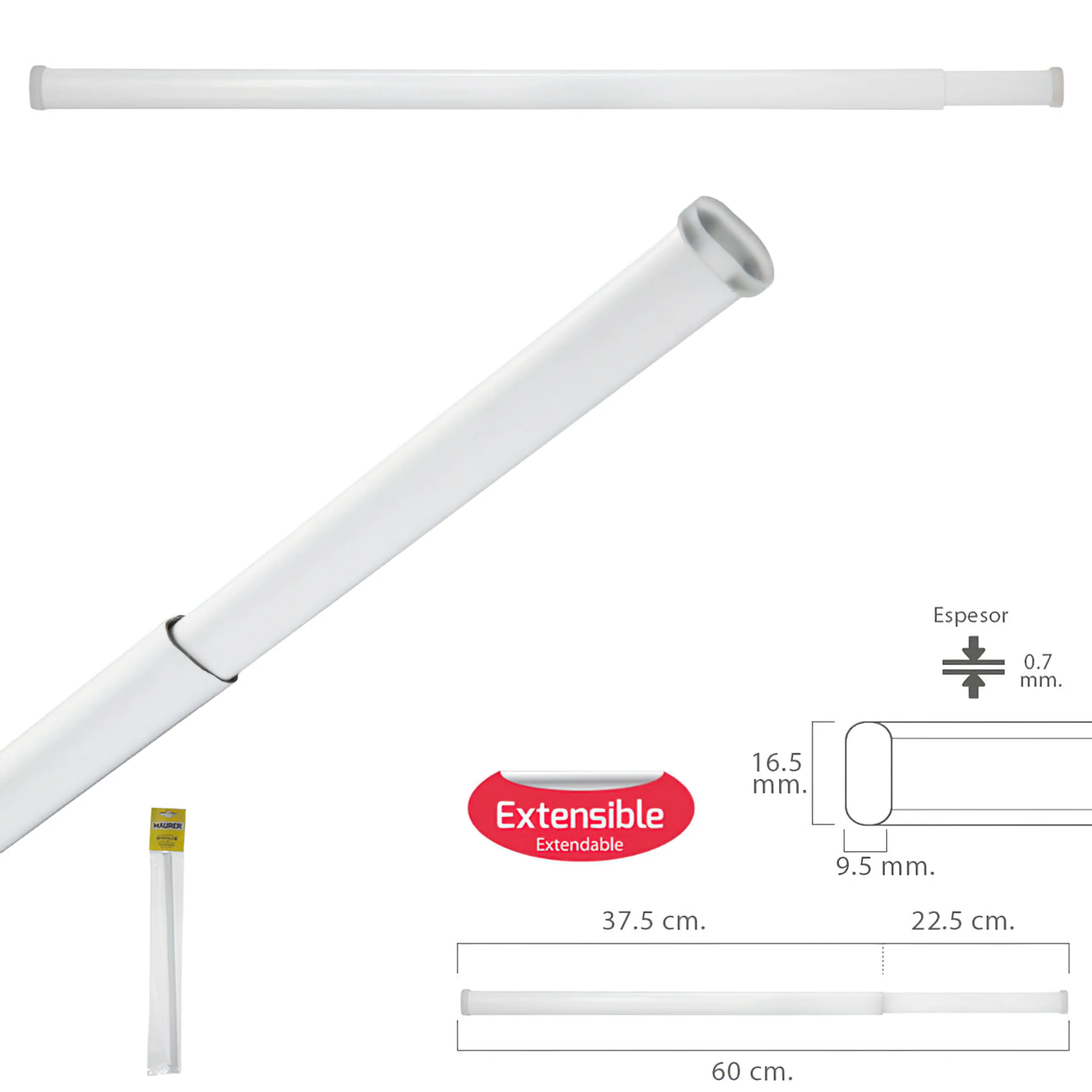 BARRA VISILLO EXTENSIBLE 37.5/60 CM