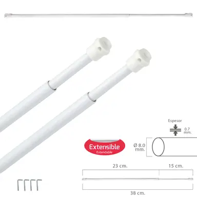 BARRA VISILLO EXTENSIBLE 23/38 CM. 