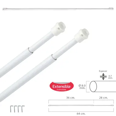 BARRA VISILLO EXTENSIBLE 36/64 CM. 
