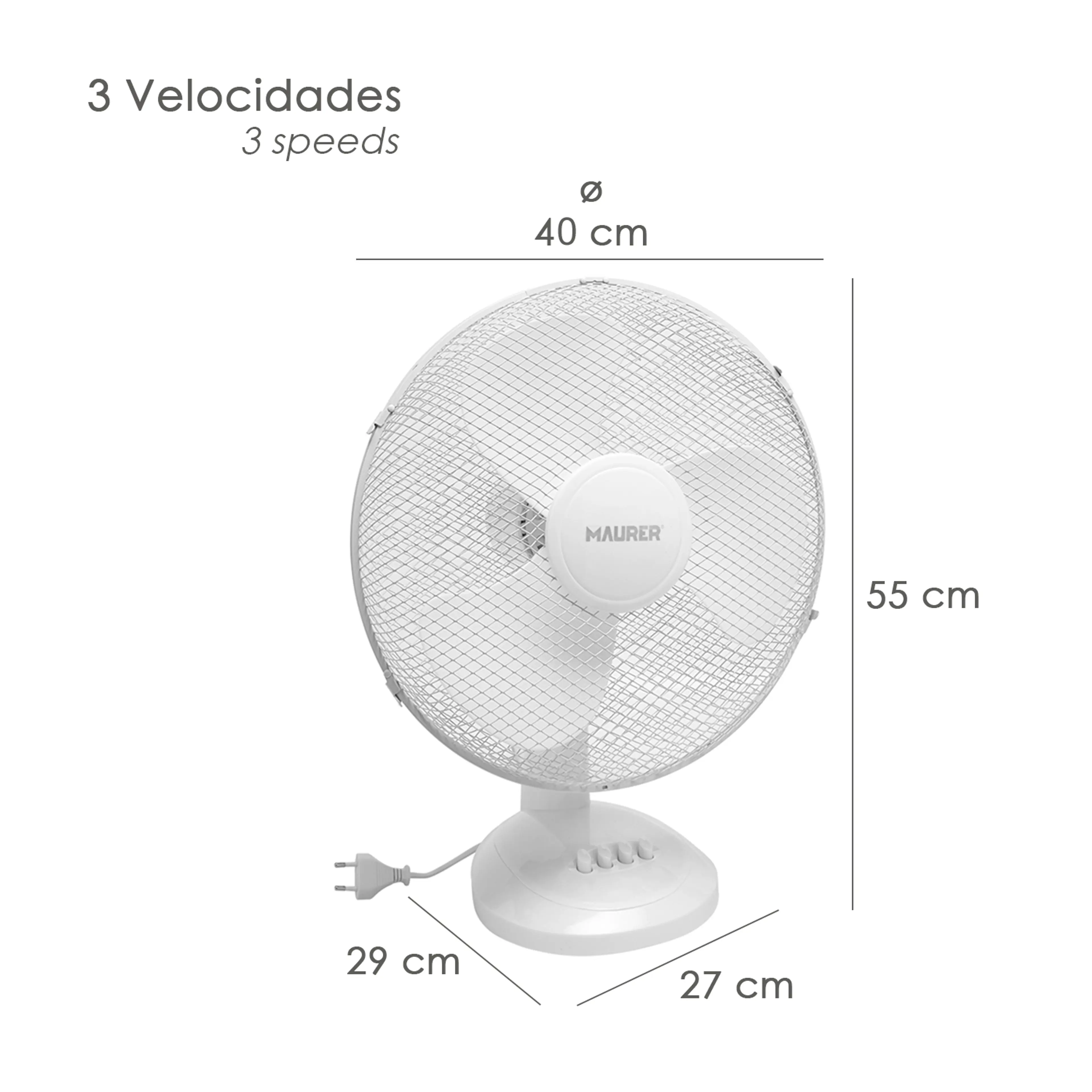 VENTILADOR MAURER MESA Ø 40 CM. 45 