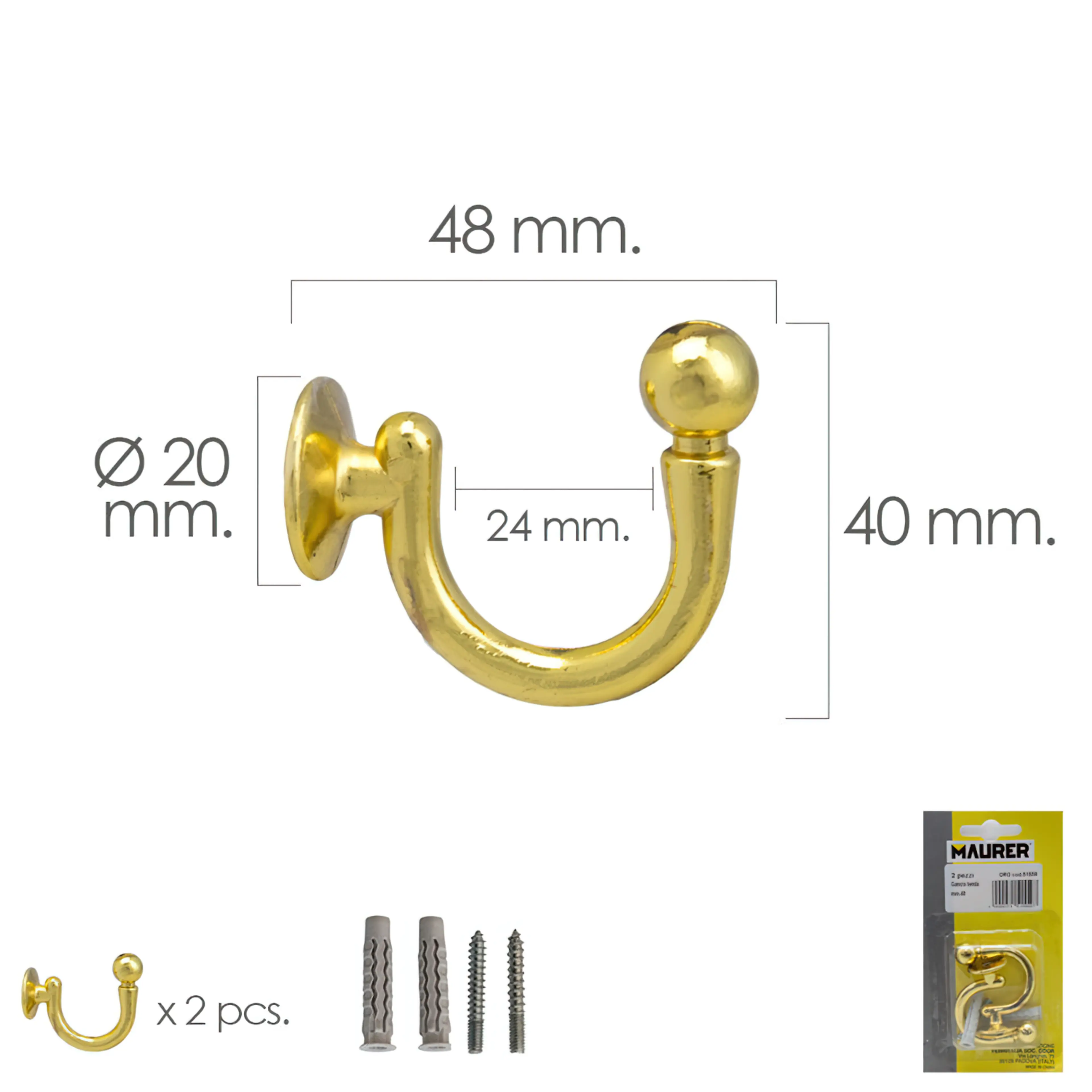 GANCHO LATONADO ATORNILLABE 48 MM. 