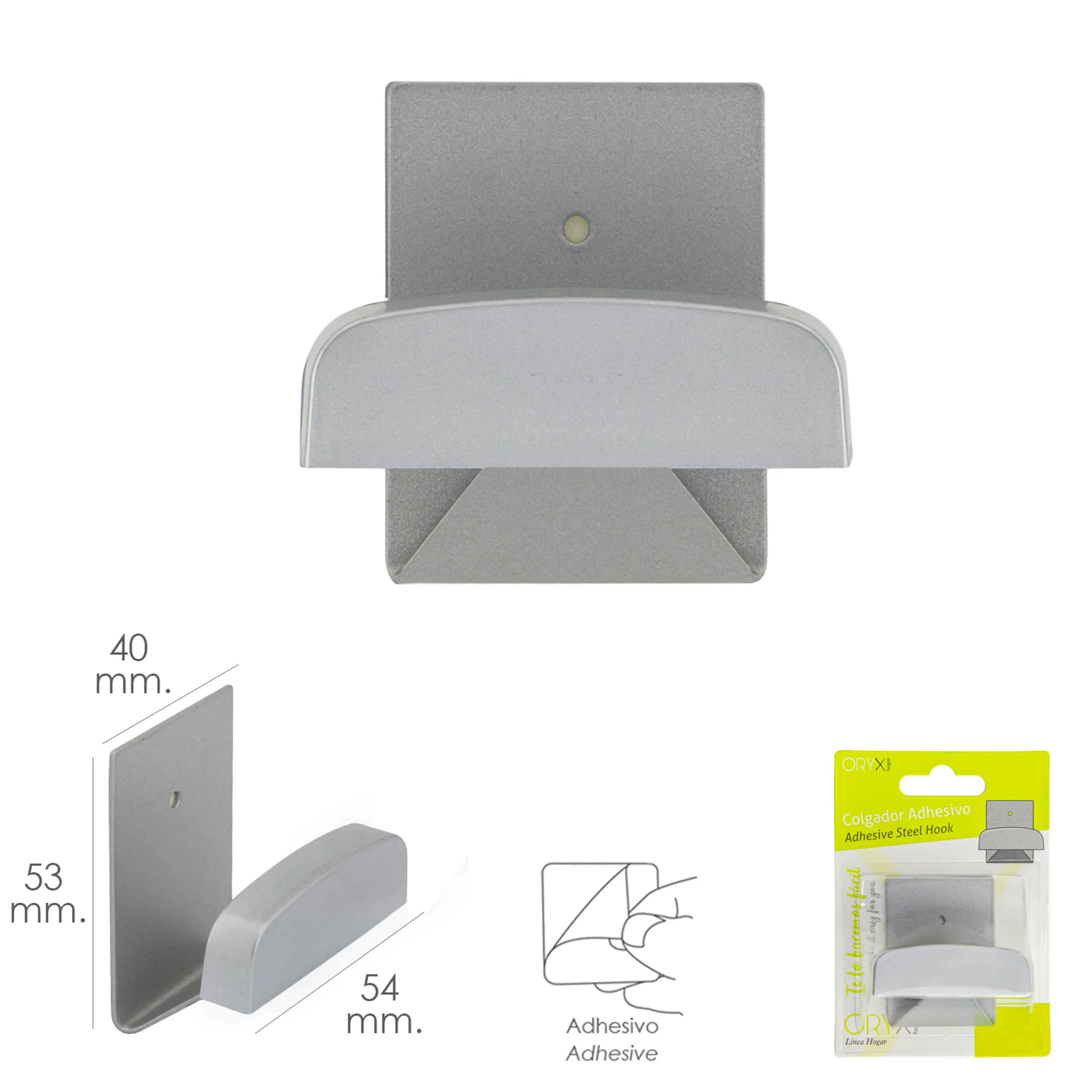 COLGADOR PERCHA ADHESIVO ACERO INOX