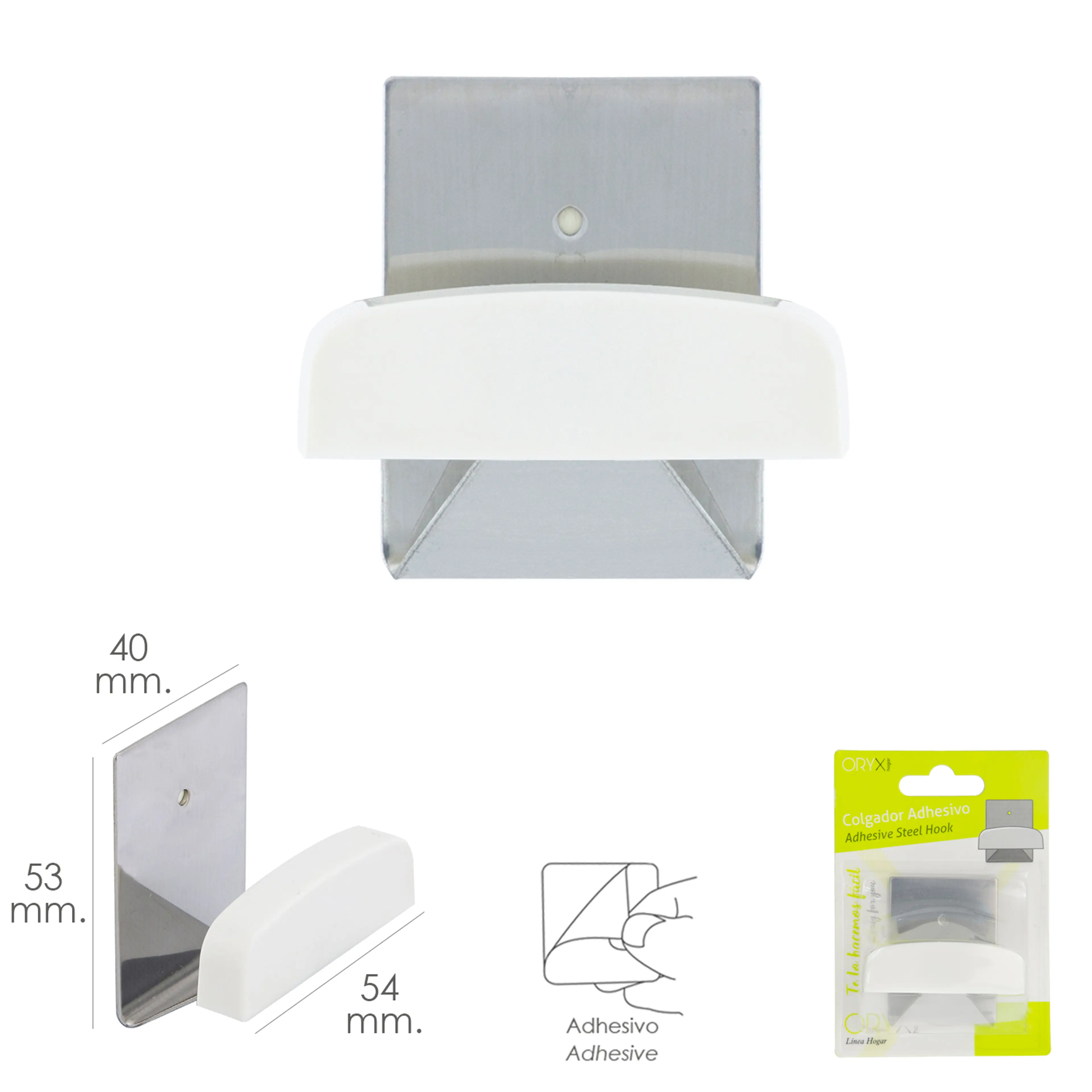 COLGADOR PERCHA ADHESIVO ACERO INOX