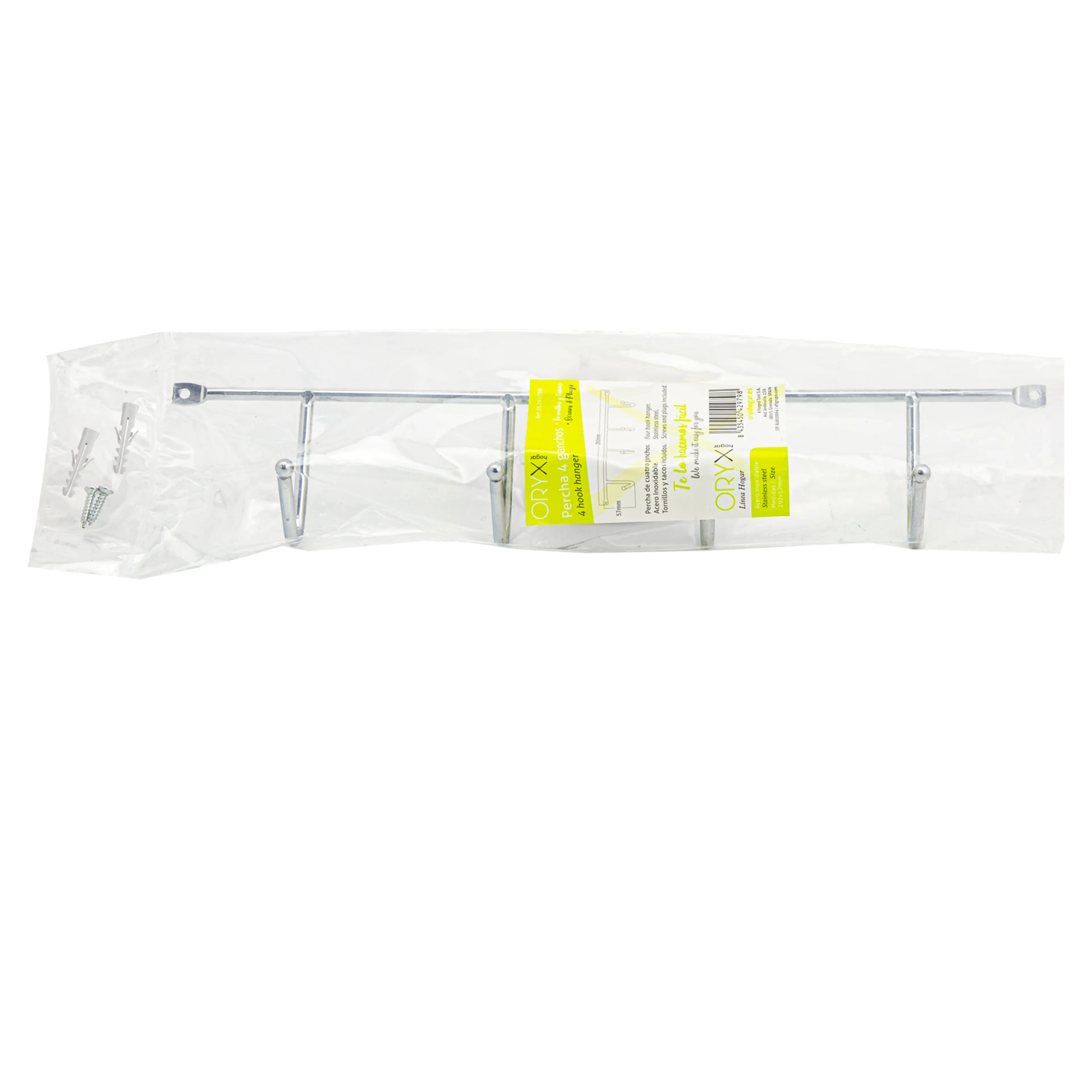 PERCHA ACERO INOXIDABLE CUATRO GANC