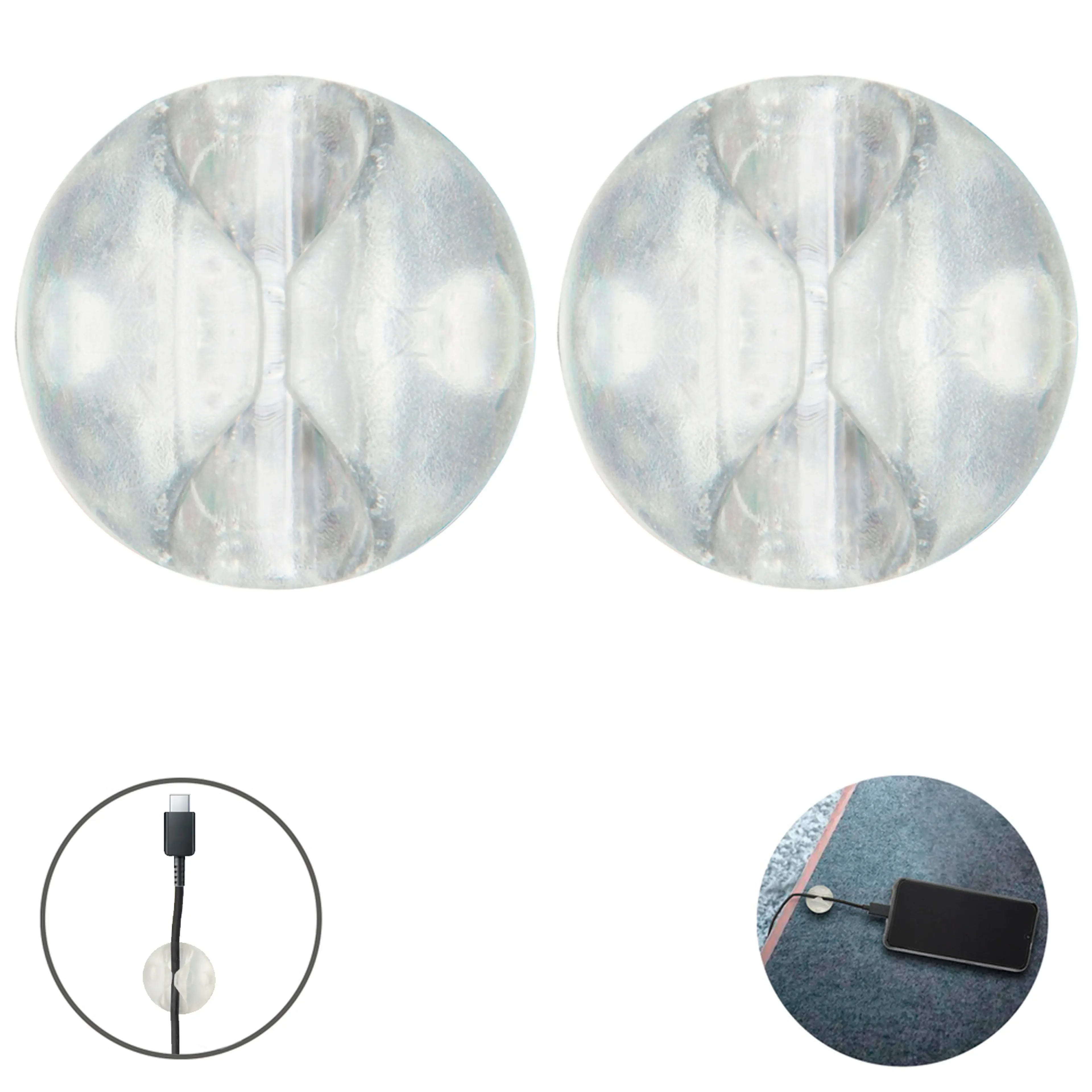 SUJETACABLES TRANSPARENTE CON ADHES