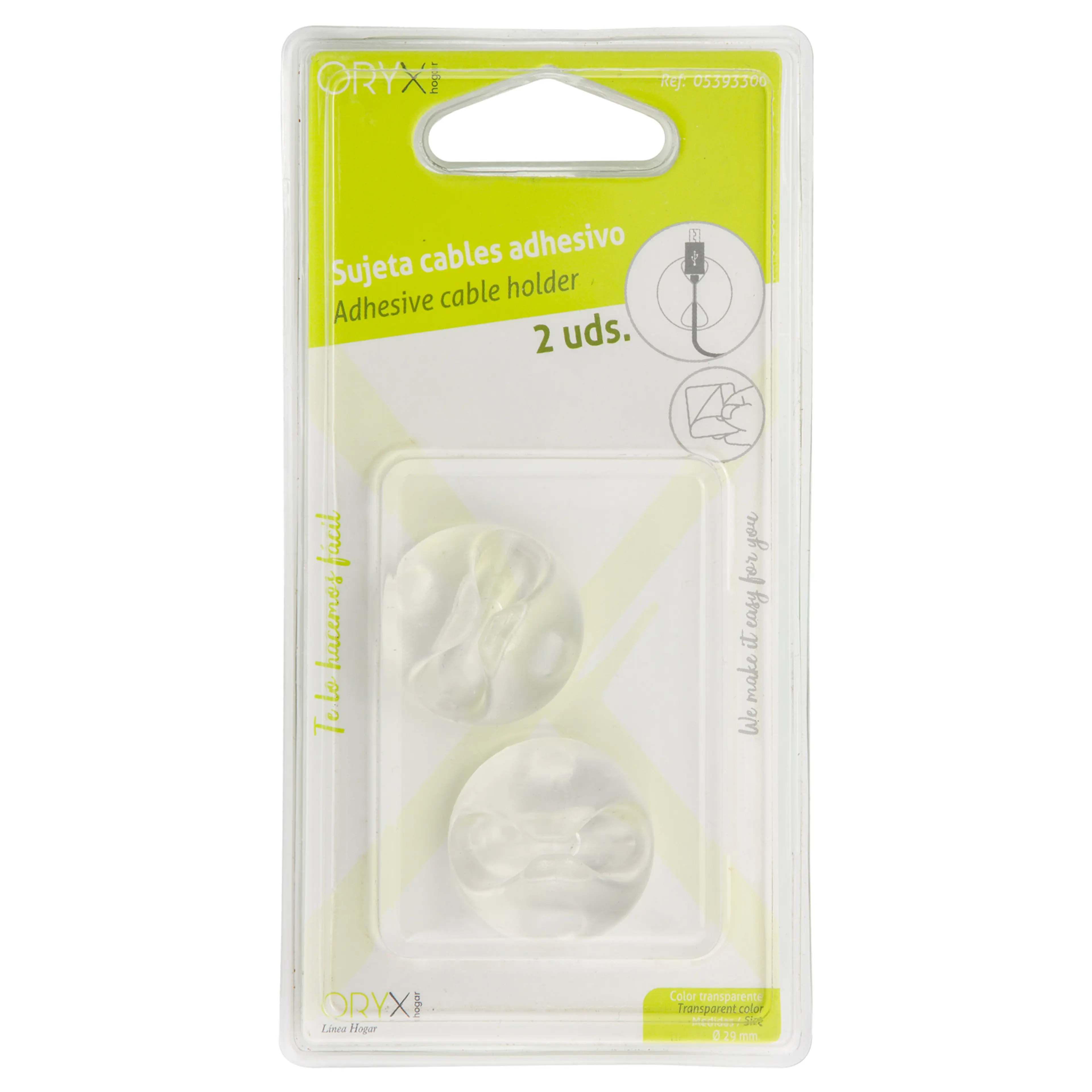 SUJETACABLES TRANSPARENTE CON ADHES