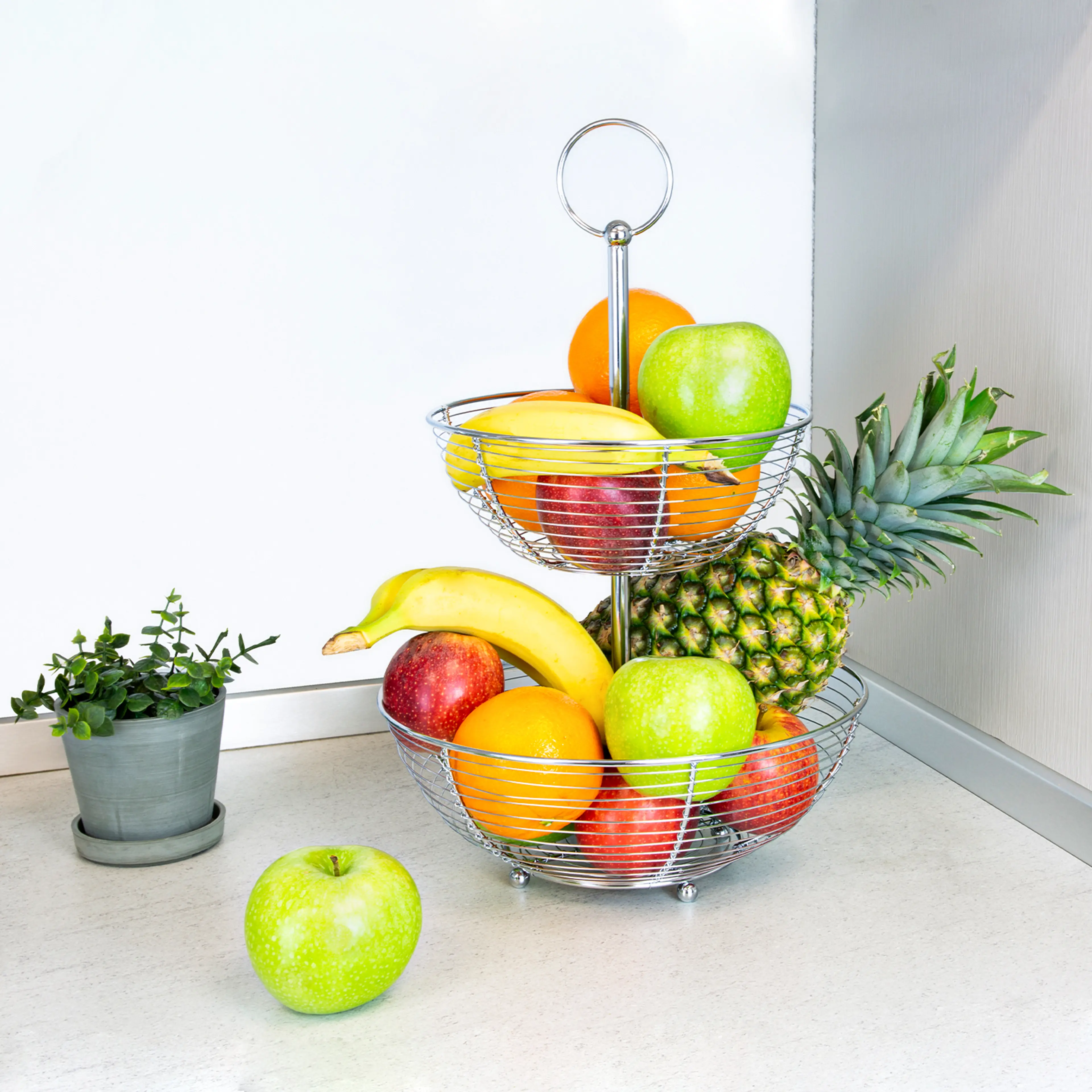 FRUTERO ACERO CROMADO, 2 NIVELES, Ø