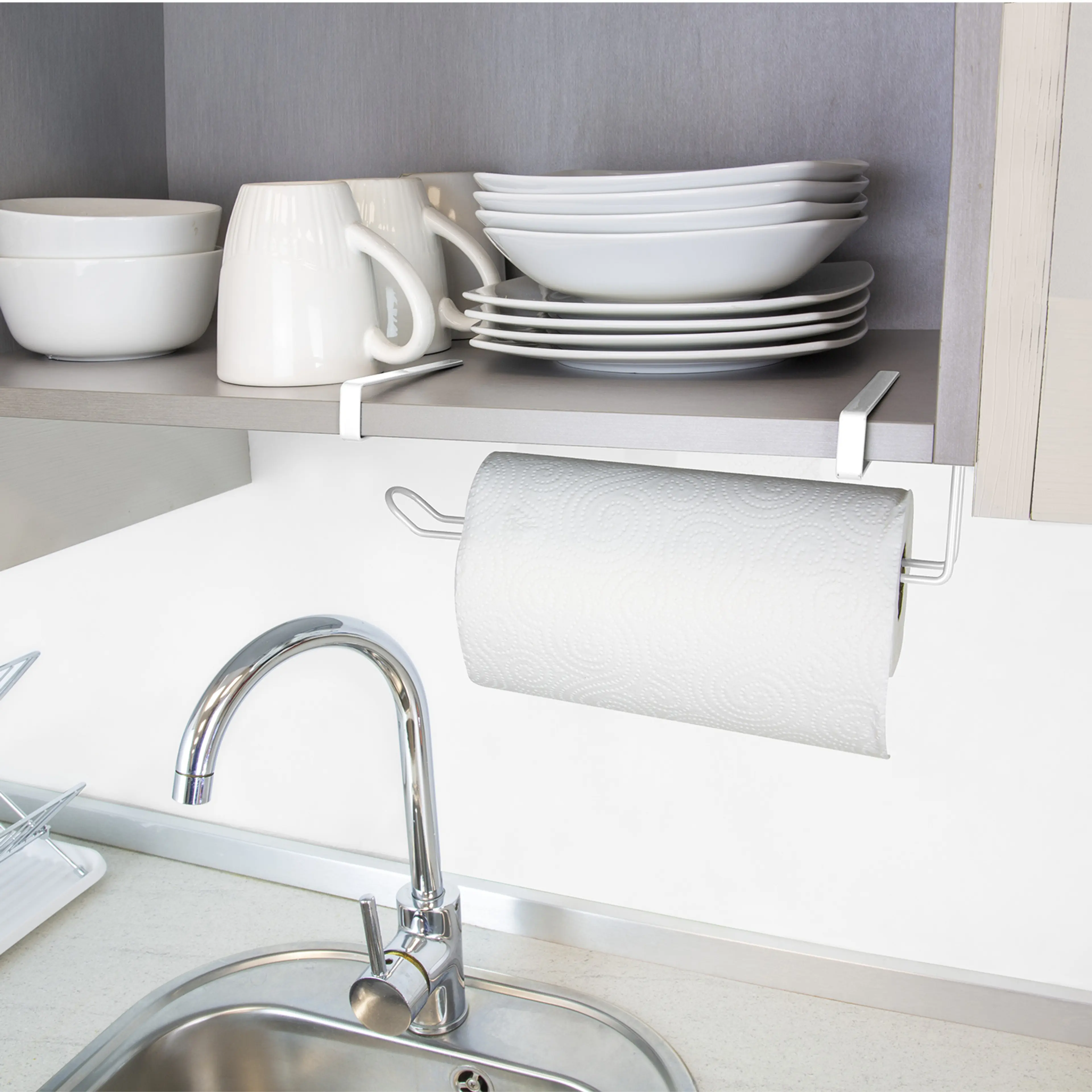 COLGADOR ROLLO COCINA, ACERO 35X18X