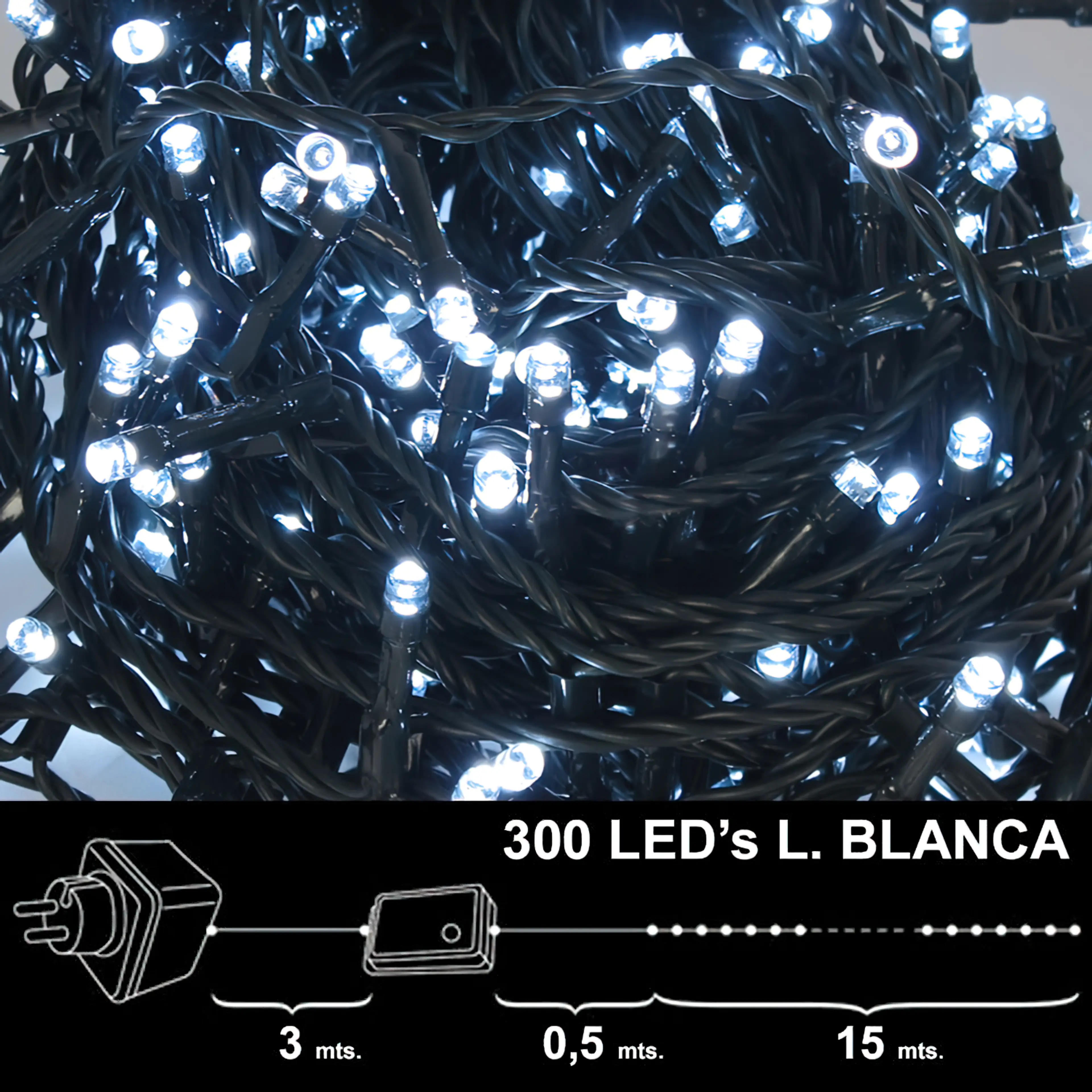 LUCES NAVIDAD 300 LEDS LUZ BLANCA I
