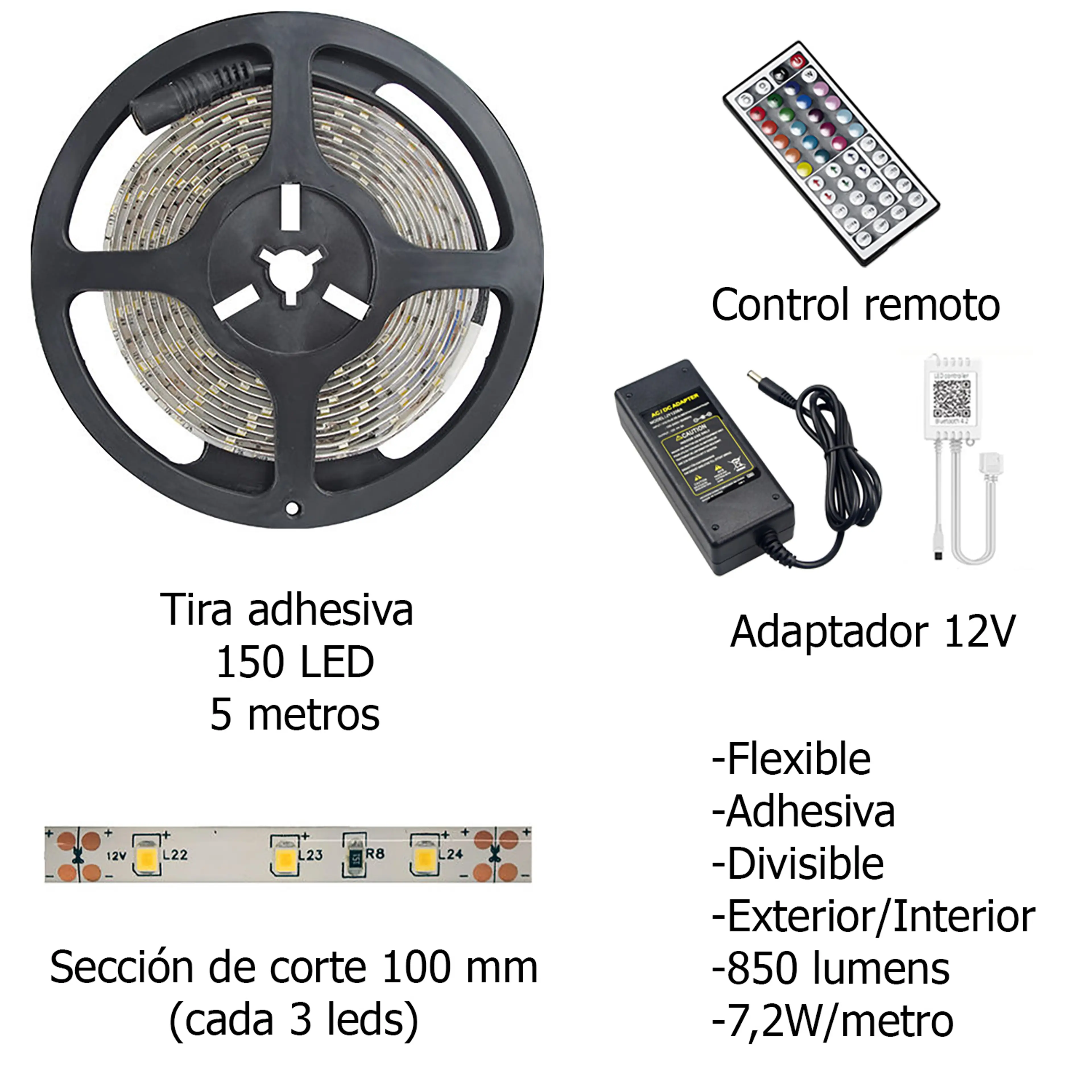 TIRA LED ADHESIVA RGB CON 150 LEDS 